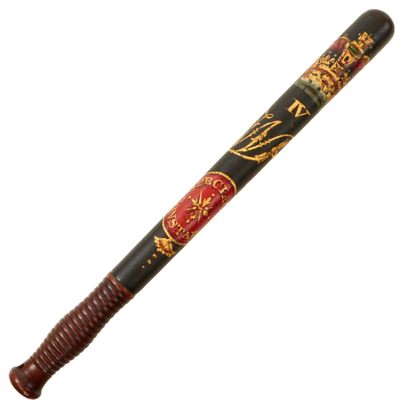 Buy Original British Post-Napoleonic Era William Rex IV (1830-1837) Painted “Special Constable” Bobby Police Truncheon by William Parker | Original Firearms Antique For Sale