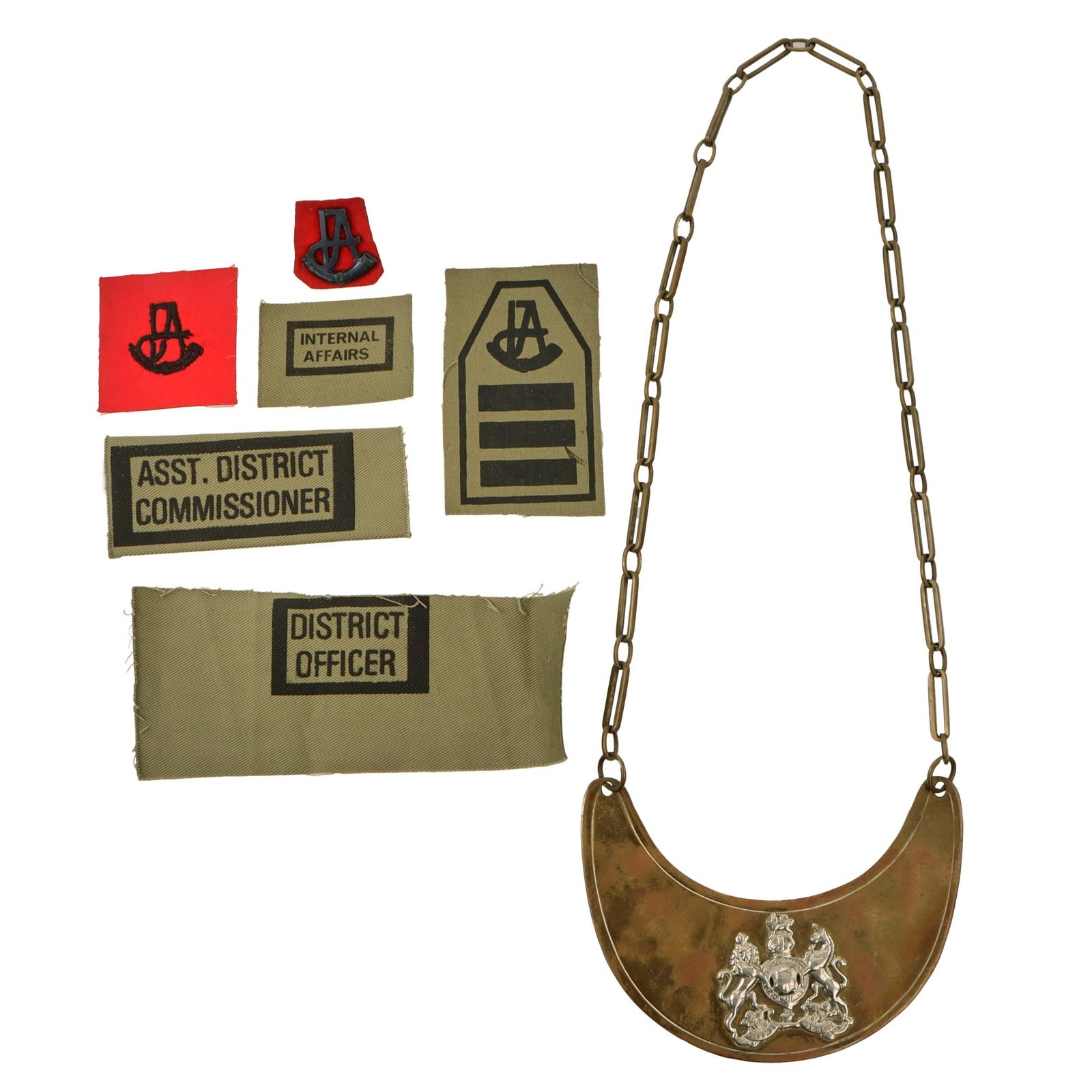 Original Rhodesian Bush War Era Internal Affairs Gorget & Insignia Lot - Seven Pieces Total