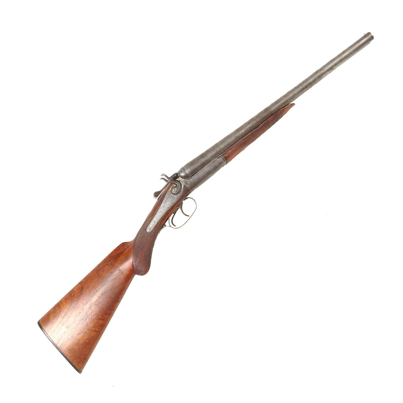 Buy Original Belgian 13 Gauge Double Barrel Hammer Coach Shotgun for U.S. Market with "Hollywood" Wells Fargo Markings - circa 1880 | Original Firearms Antique For Sale