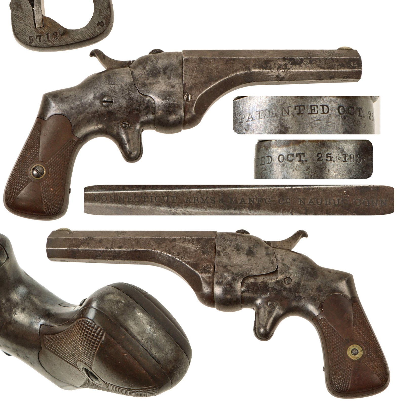 Original U.S. Hammond "Bulldog" .44 Rimfire Pocket Pistol by Connecticut Arms & Mfg. Co. Serial 5713 - circa 1867