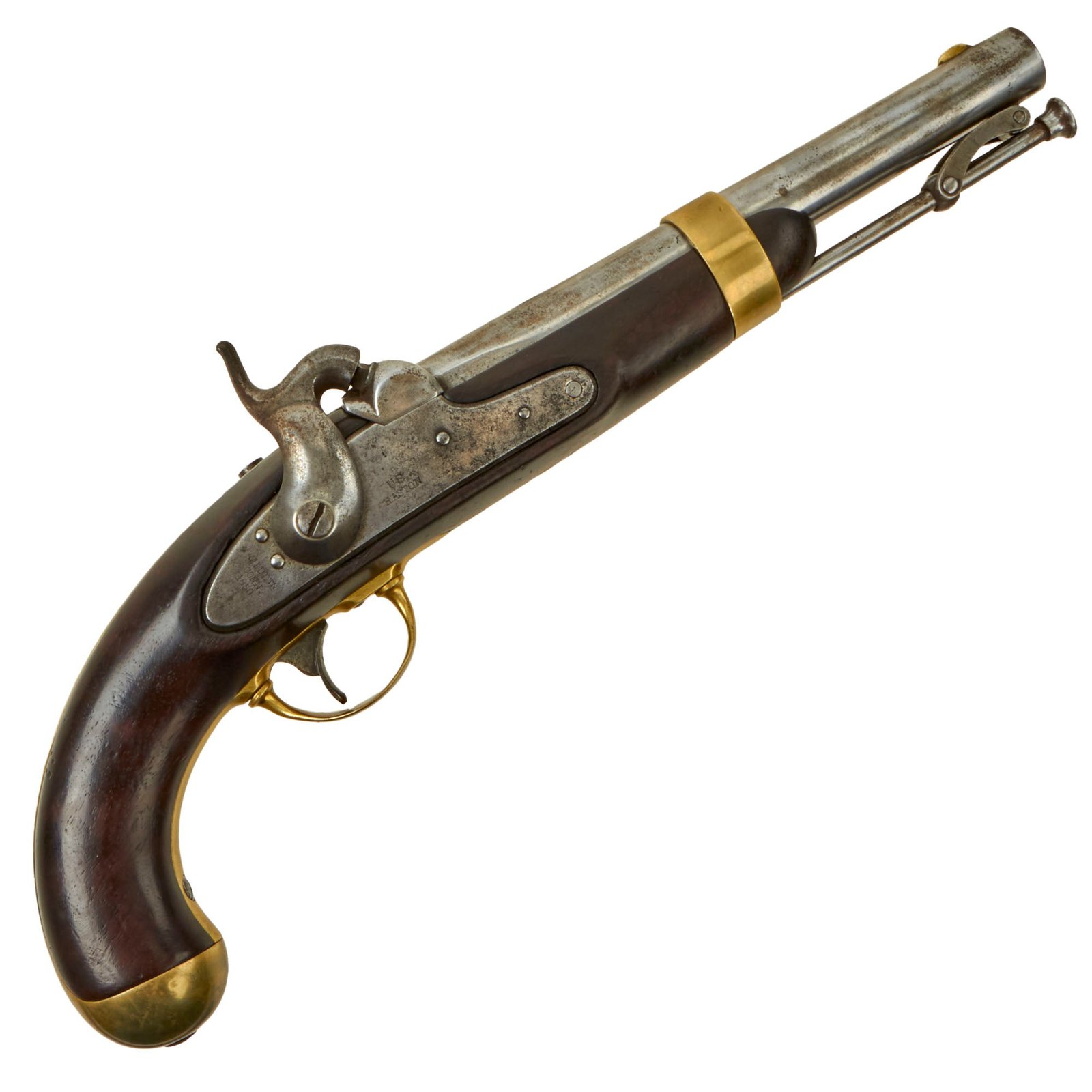 Buy Original U.S. Civil War Era M-1842 Percussion Cavalry Pistol by H. Aston & Co. with Figured Stock - dated 1850 | Original Firearms Antique For Sale
