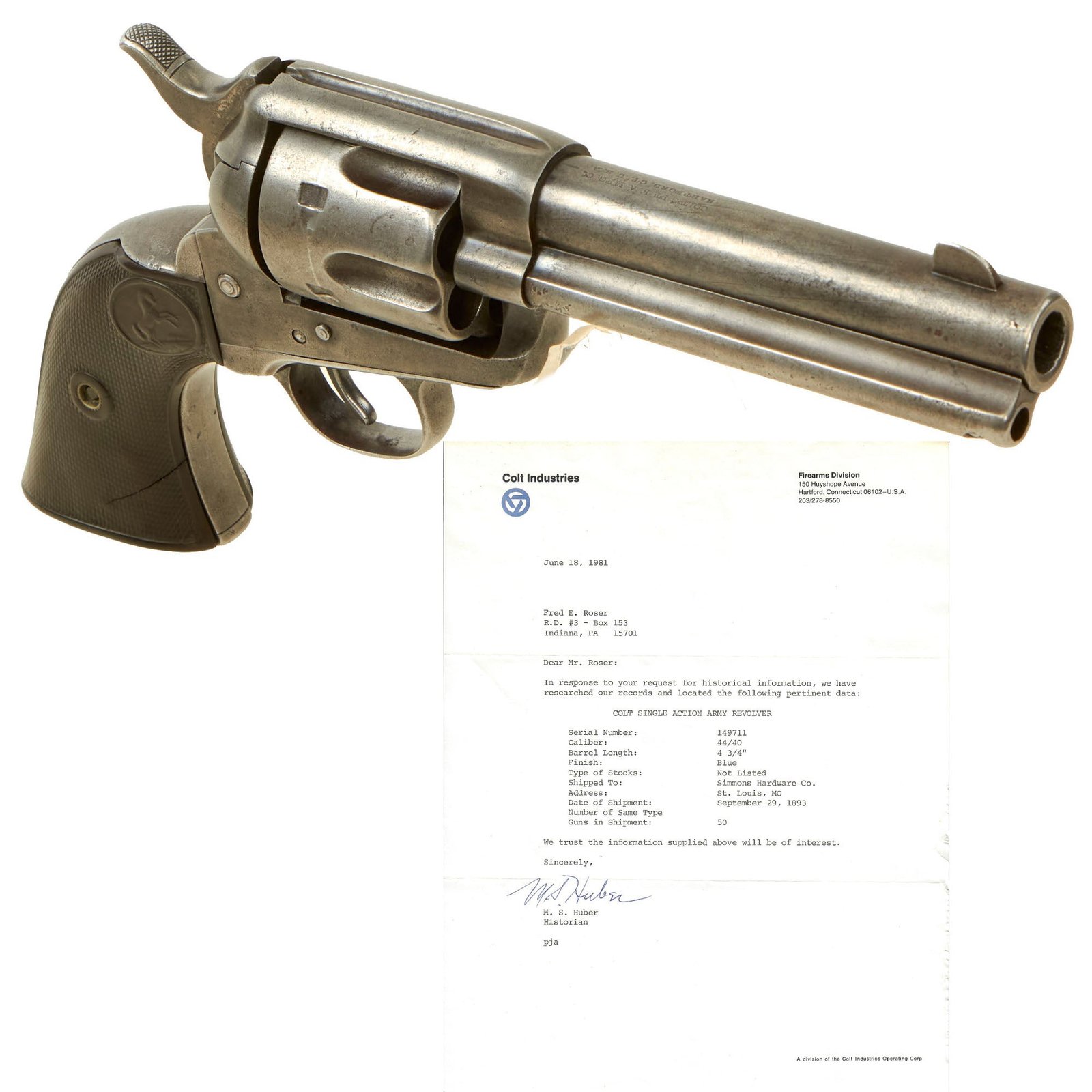 Buy Original Antique U.S. Colt Frontier Six Shooter .44-40 Revolver Made in 1893 with 4 3/4" Barrel and Factory Letter - Serial 149711 | Original Firearms Antique For Sale