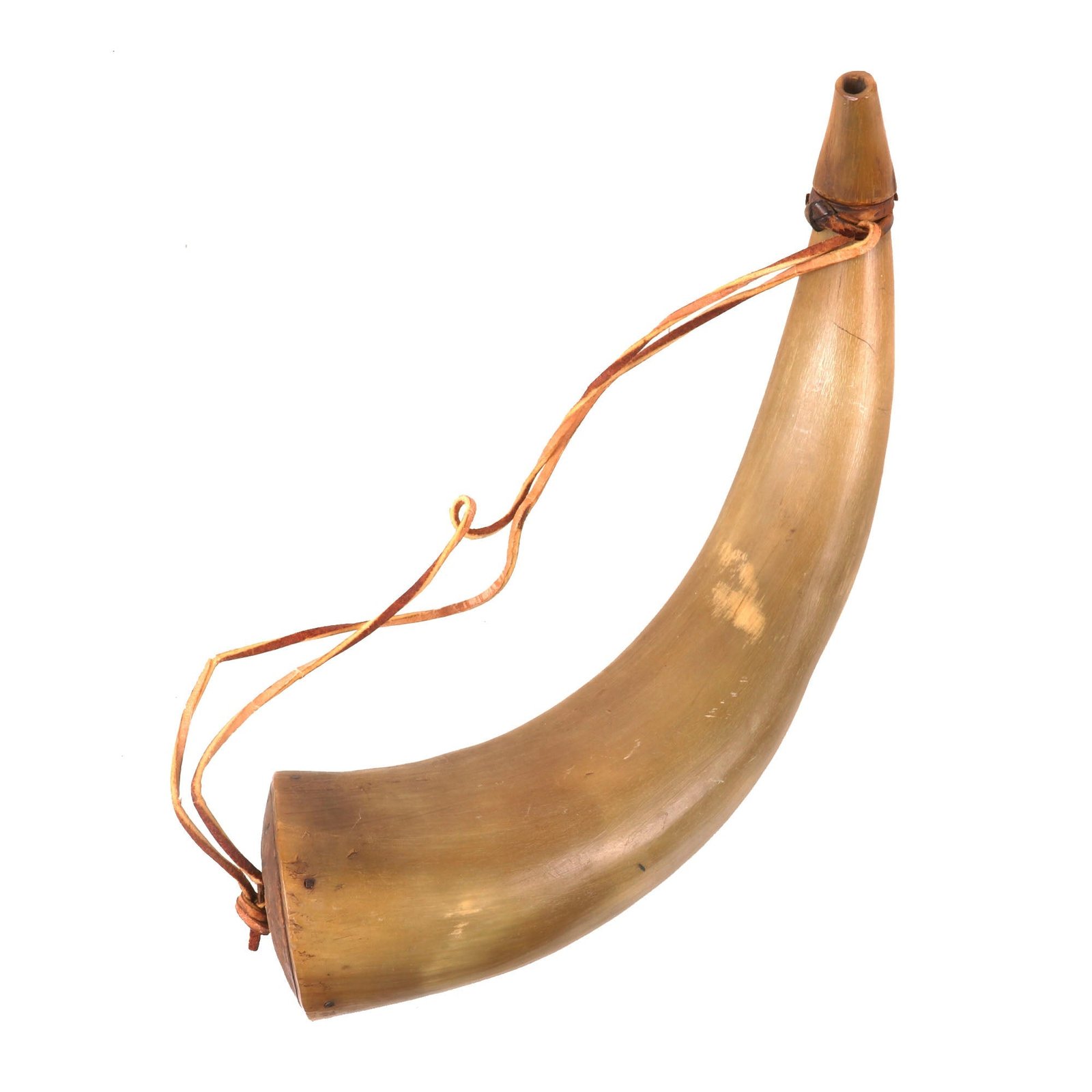 Buy Original U.S. War of 1812 Era Powder Horn with Leather Strap & Remnants of Original Strap | Original Firearms Antique For Sale