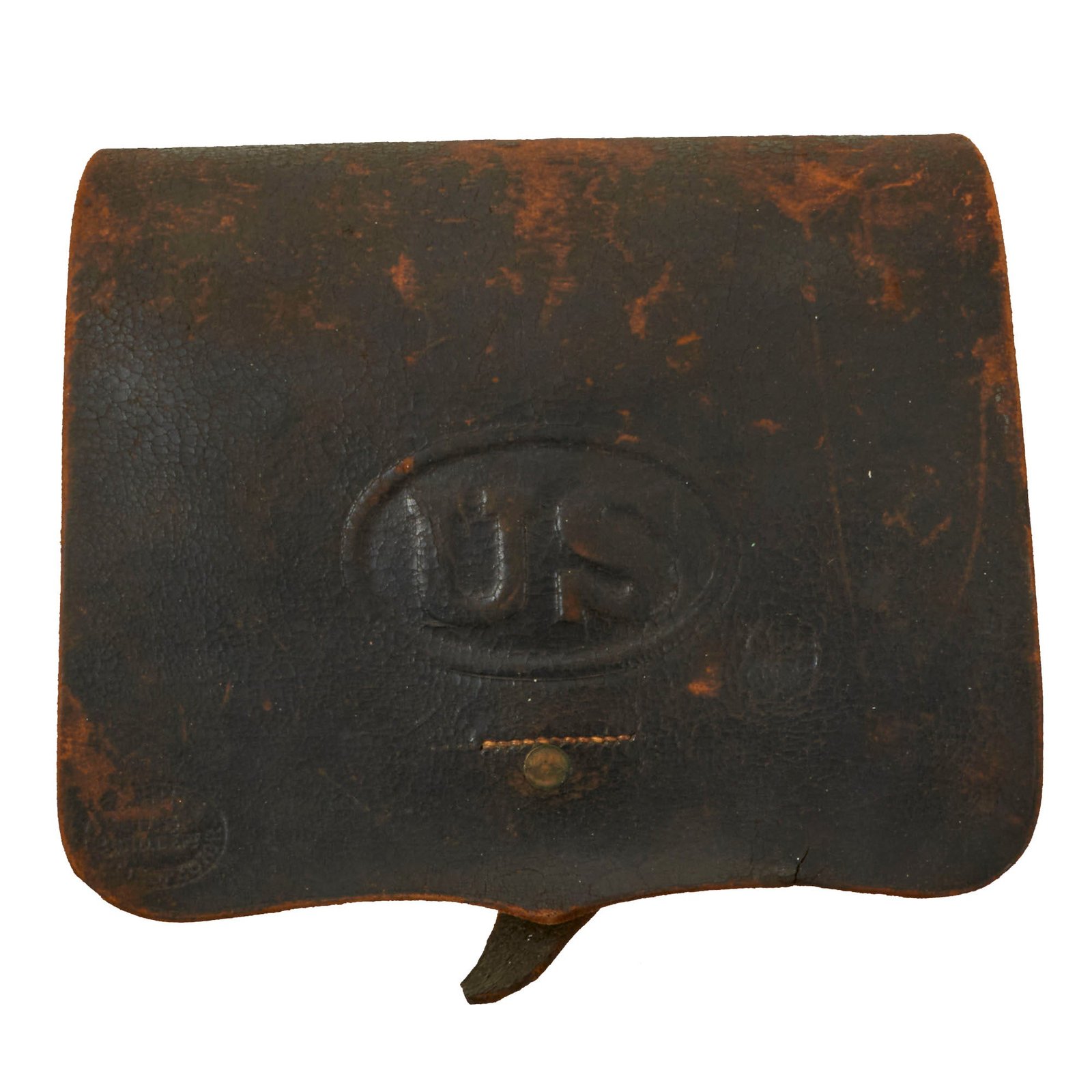 Buy Original U.S. Civil War Model 1864 Type II .58 Cal. Cartridge Box by S.H. Young of Newark New Jersey with Matched Tin Inserts | Original Firearms Antique For Sale