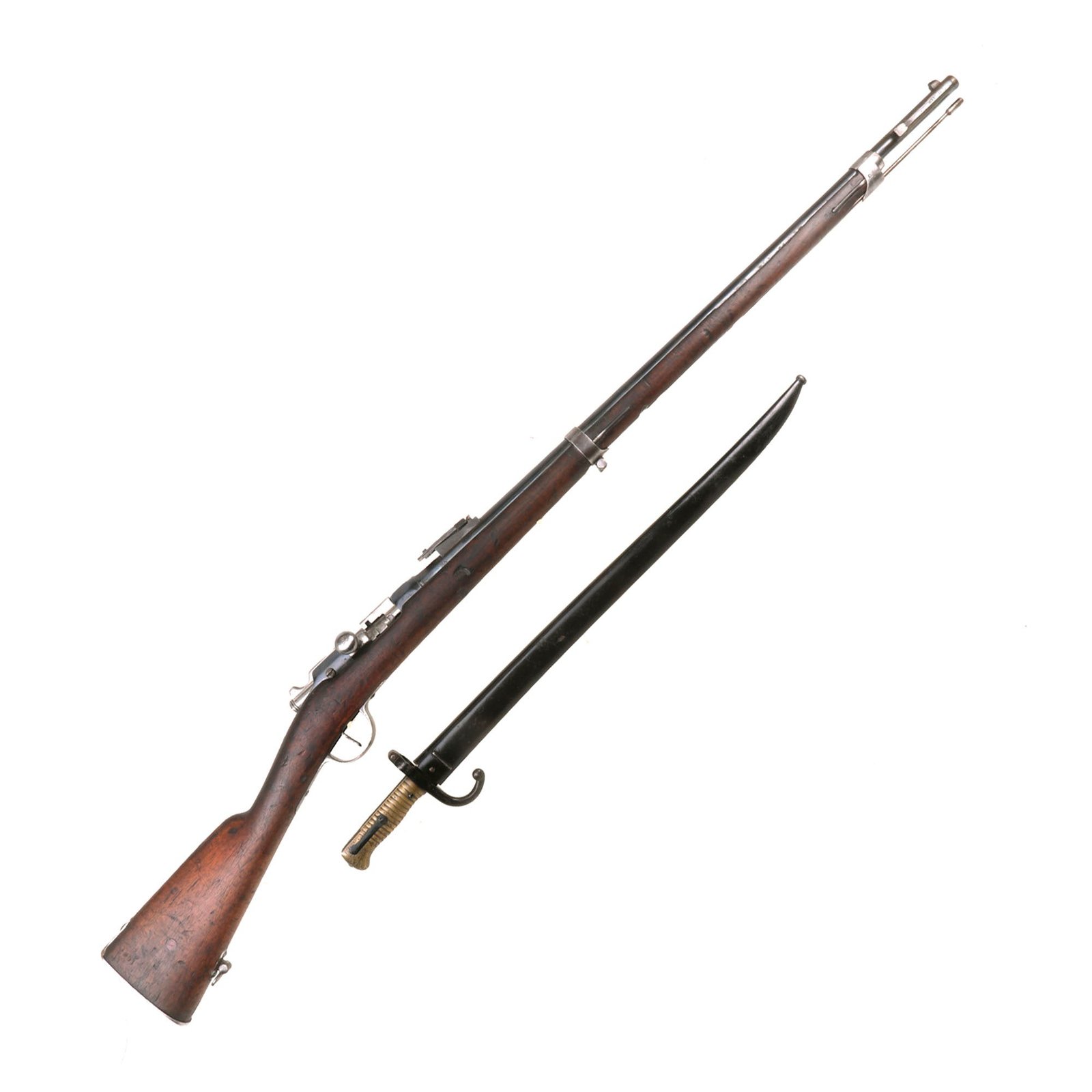 Buy Original French Modèle 1866-74 M.80 Gras Converted Rifle by Tulle with M1866 Saber Bayonet & Scabbard - Dated 1874 | Original Firearms Antique For Sale