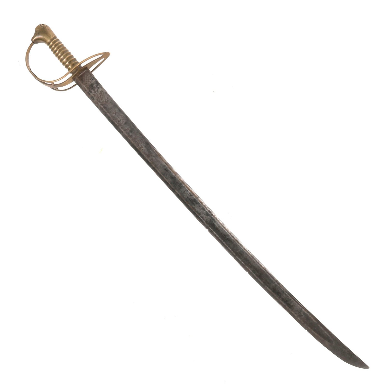 Buy Original U.S. American Revolutionary War Era Monsterhead Mounted Saber with Gorgeously Engraved Blade & Stirrup Hilt - Circa 1765 | Original Firearms Antique For Sale