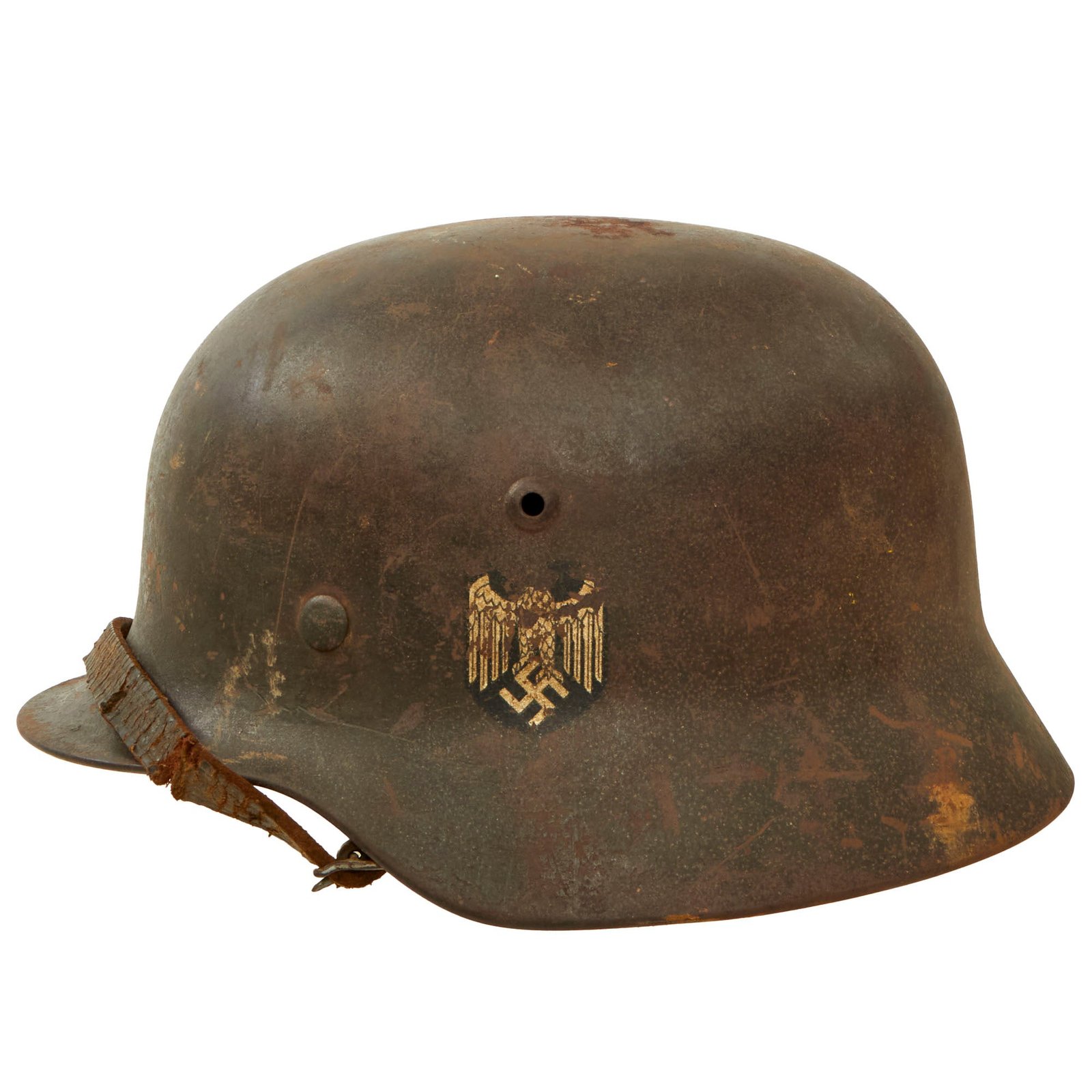 Buy Original German WWII Heer Army M35 Single Decal Steel Helmet with 56cm Liner & Torn Chinstrap - Q64 | Original Firearms Antique For Sale