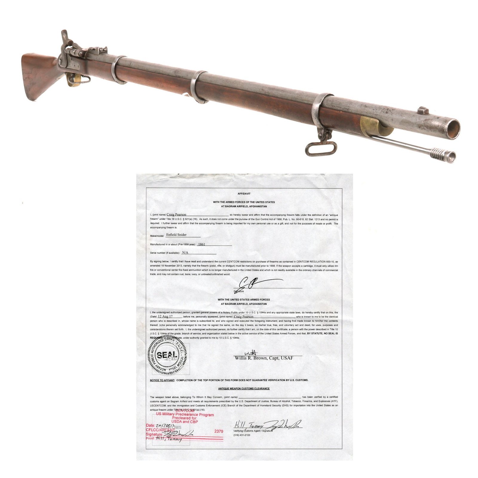 Buy Original British P-1853 Enfield Three Band Rifle Converted to Snider Mk.II** dated 1861 - Documented USGI Afghanistan Bring Back | Original Firearms Antique For Sale