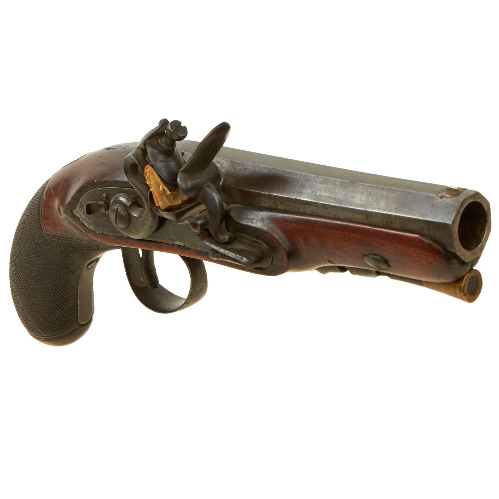 Buy Original British Flintlock Walking Pistol by Richards of London with "Man-Stopping" .67" Bore Octagonal Barrel - Circa 1810 | Original Firearms Antique For Sale