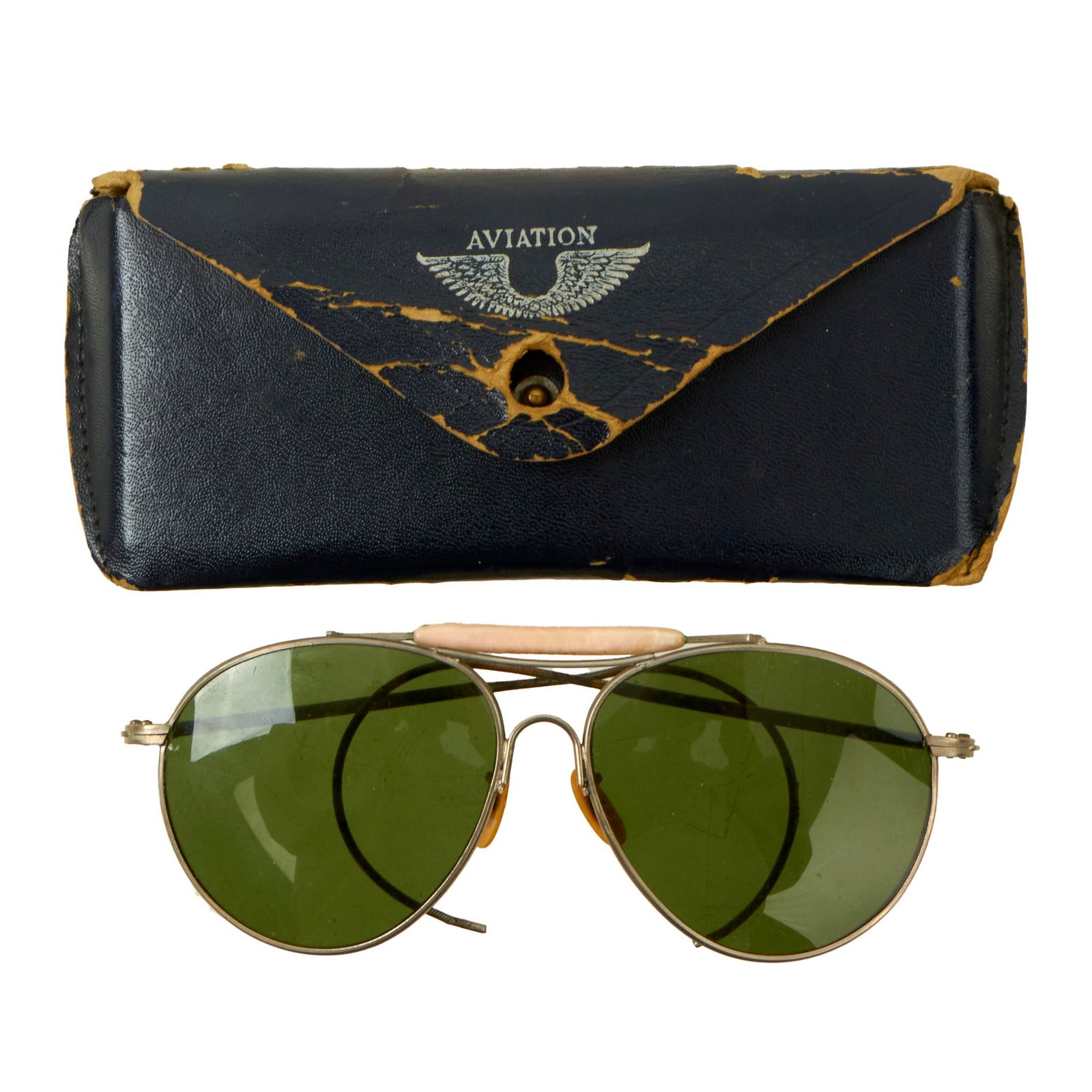 Buy Original WWII USAAF Private-Purchase Aviator Sunglasses with Possibly Named Aviation Case | Original Firearms Antique For Sale