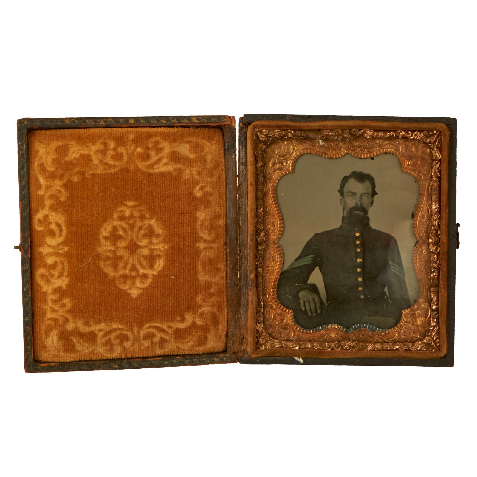 Buy Original U.S. Civil War Sixth Plate Tintype of Union Infantry Sergeant in Complete Frame | Original Firearms Antique For Sale