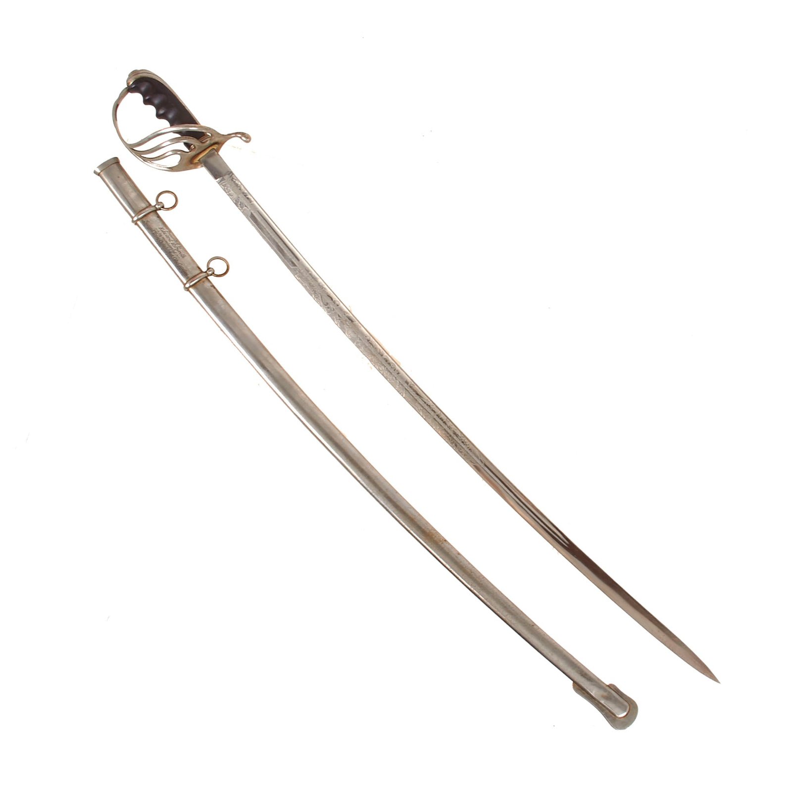Buy Original U.S. WWI 28th Division M1902 Officer’s Sword Presented to Prisoner of War Lieutenant Edward Hitzeroth with Engraved Scabbard - Saved Men from Capture | Original Firearms Antique For Sale