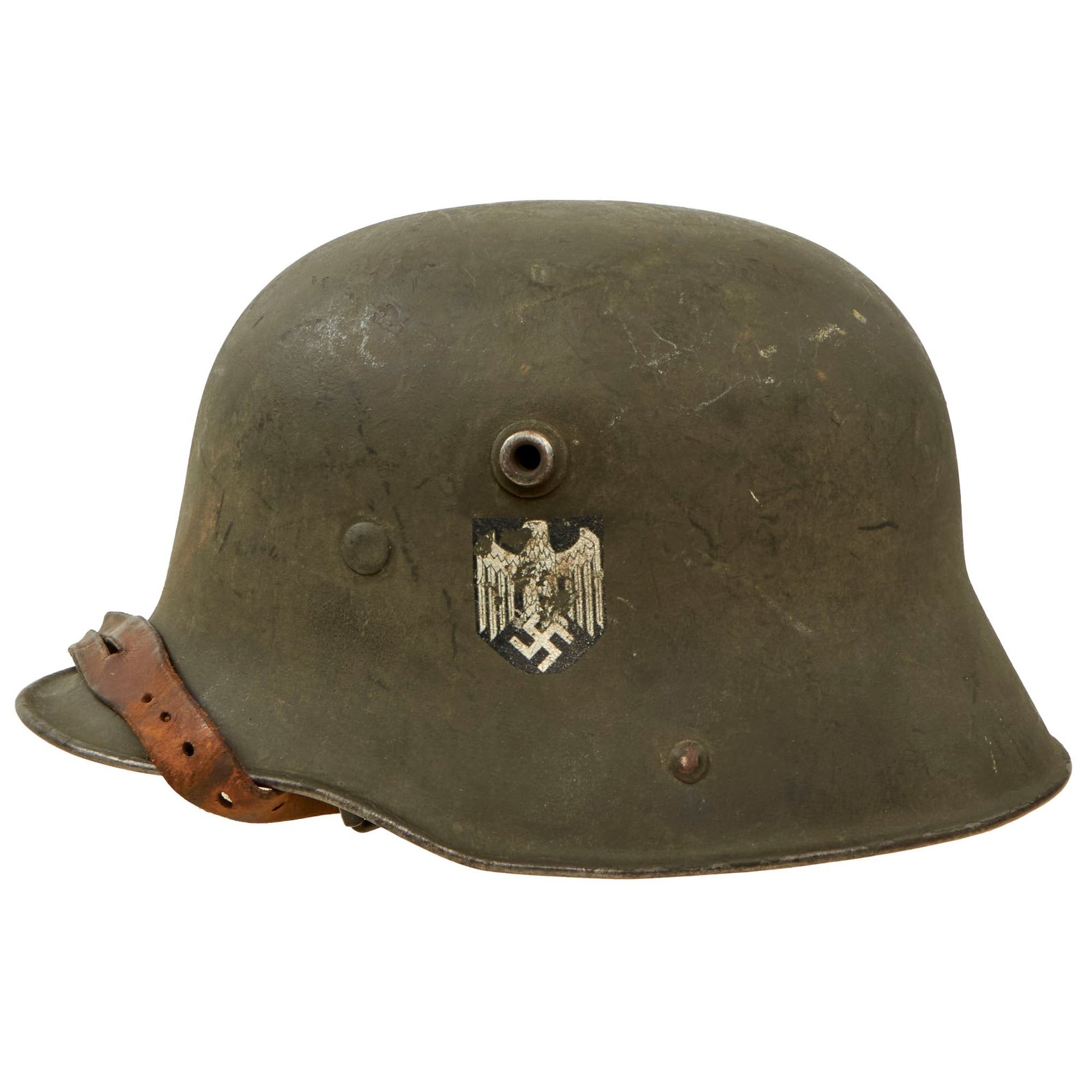Buy Original German WWII M16 Transitional Heer Army Single Decal Helmet with 56cm Liner & Chinstrap - Stamped "Bell" L64 | Original Firearms Antique For Sale