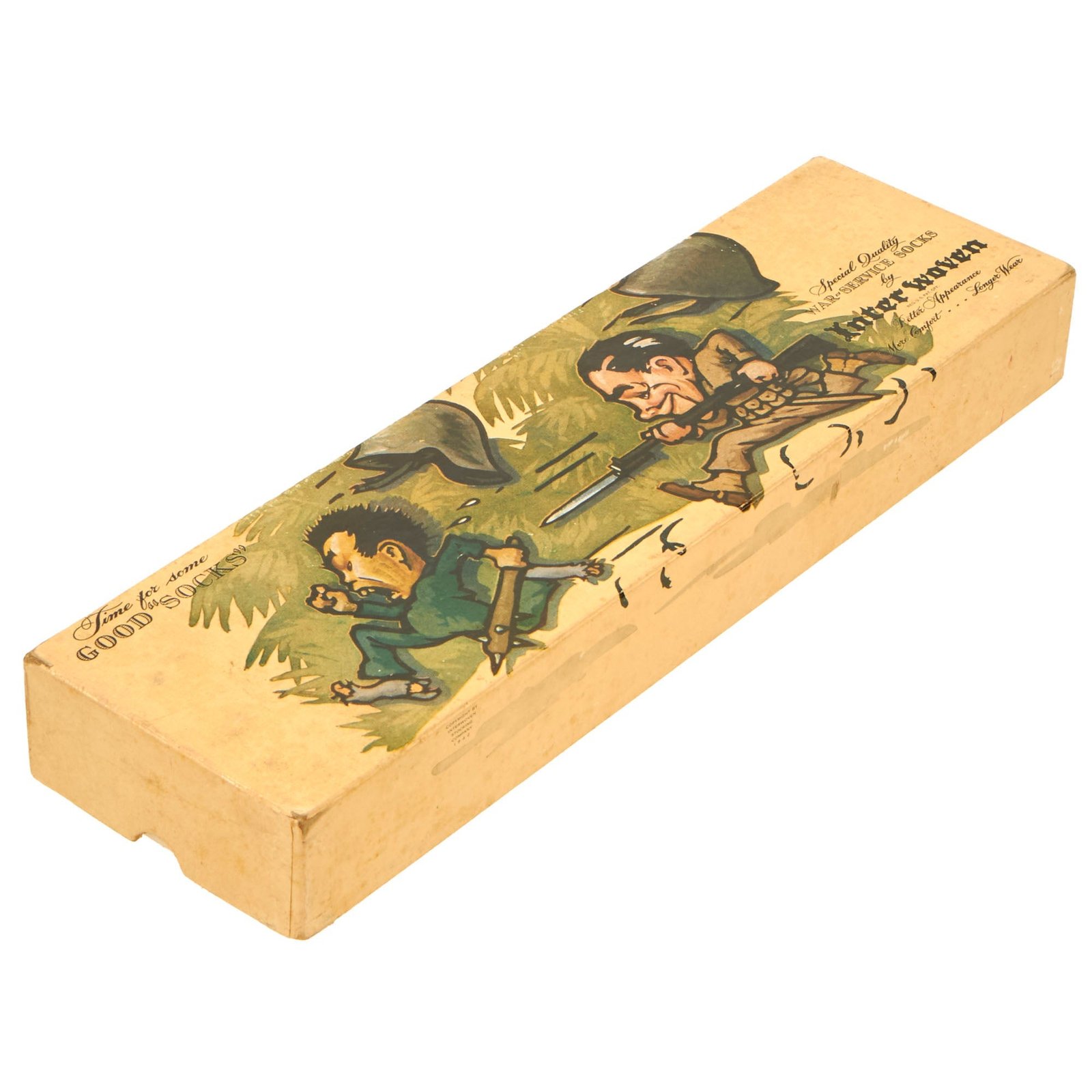 Buy Original U.S. WWII Anti-Japanese Propaganda Interwoven War-Service Sock Box - Box Only - Dated 1942 | Original Firearms Antique For Sale