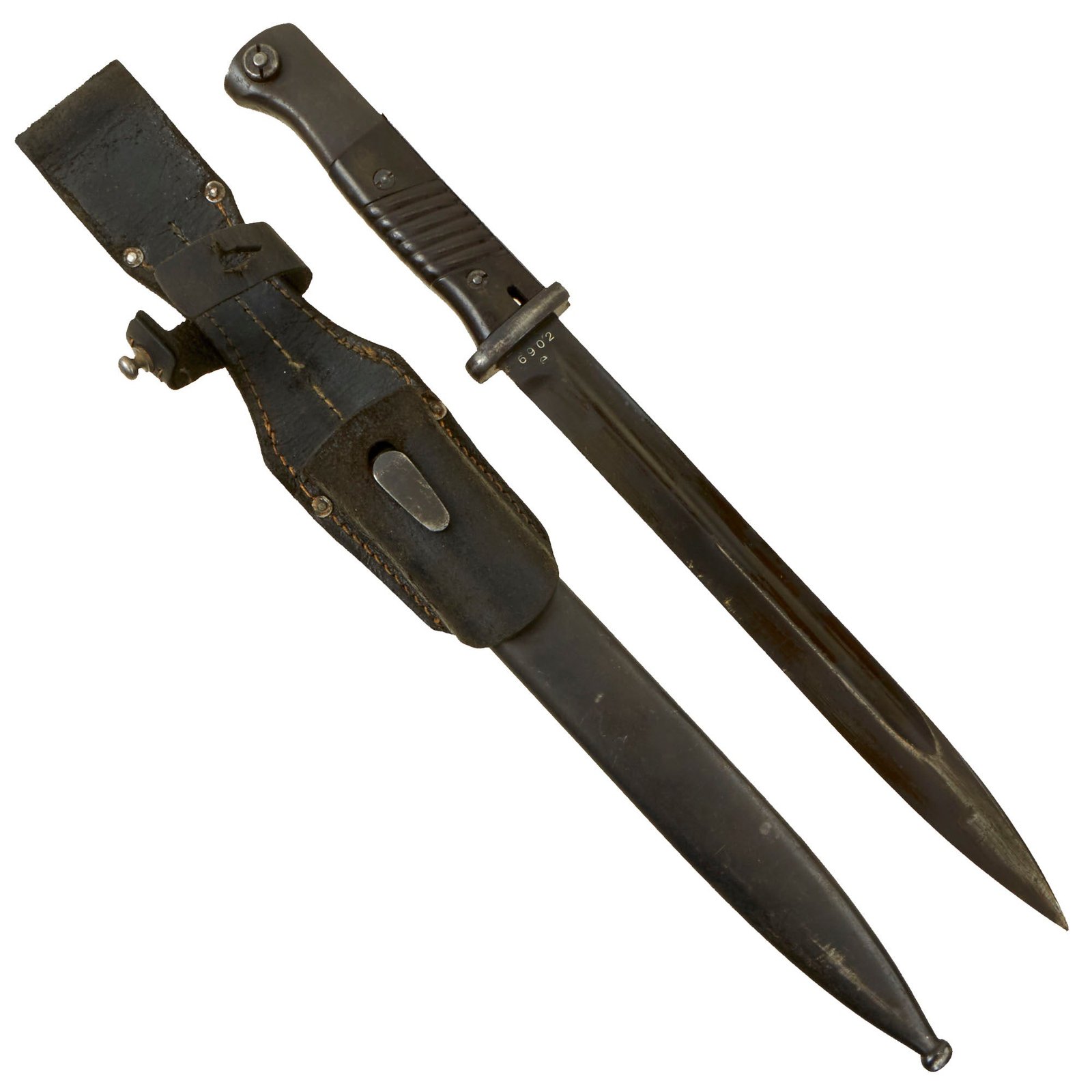 Buy Original German WWII 1940 dated 98k Bayonet by Ernst Pack & Söhne with Scabbard & Frog - Matching Serial 6902 e | Original Firearms Antique For Sale