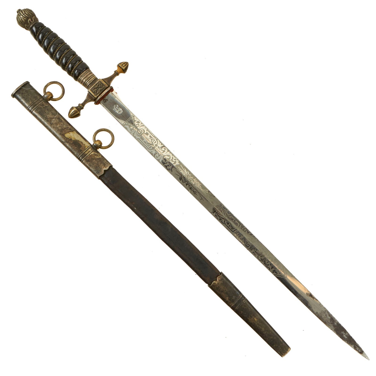 Buy Original German Early Weimar Era Double Etched Prussian Fire Officials Dress Dagger by WKC with Scabbard | Original Firearms Antique For Sale
