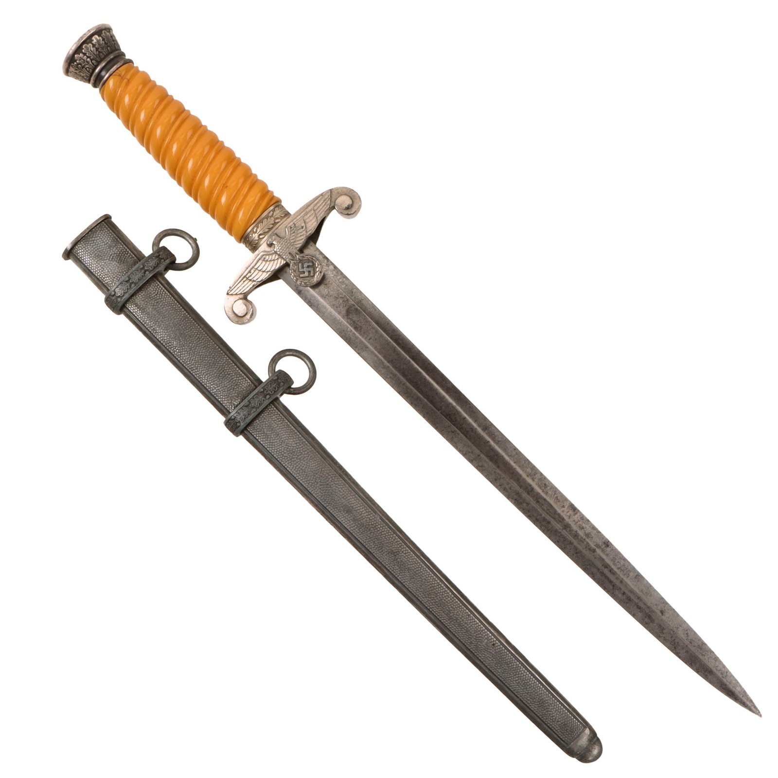 Original German WWII Heer Army Officer Dagger by W.K.C. Waffenfabrik of Solingen with Scabbard