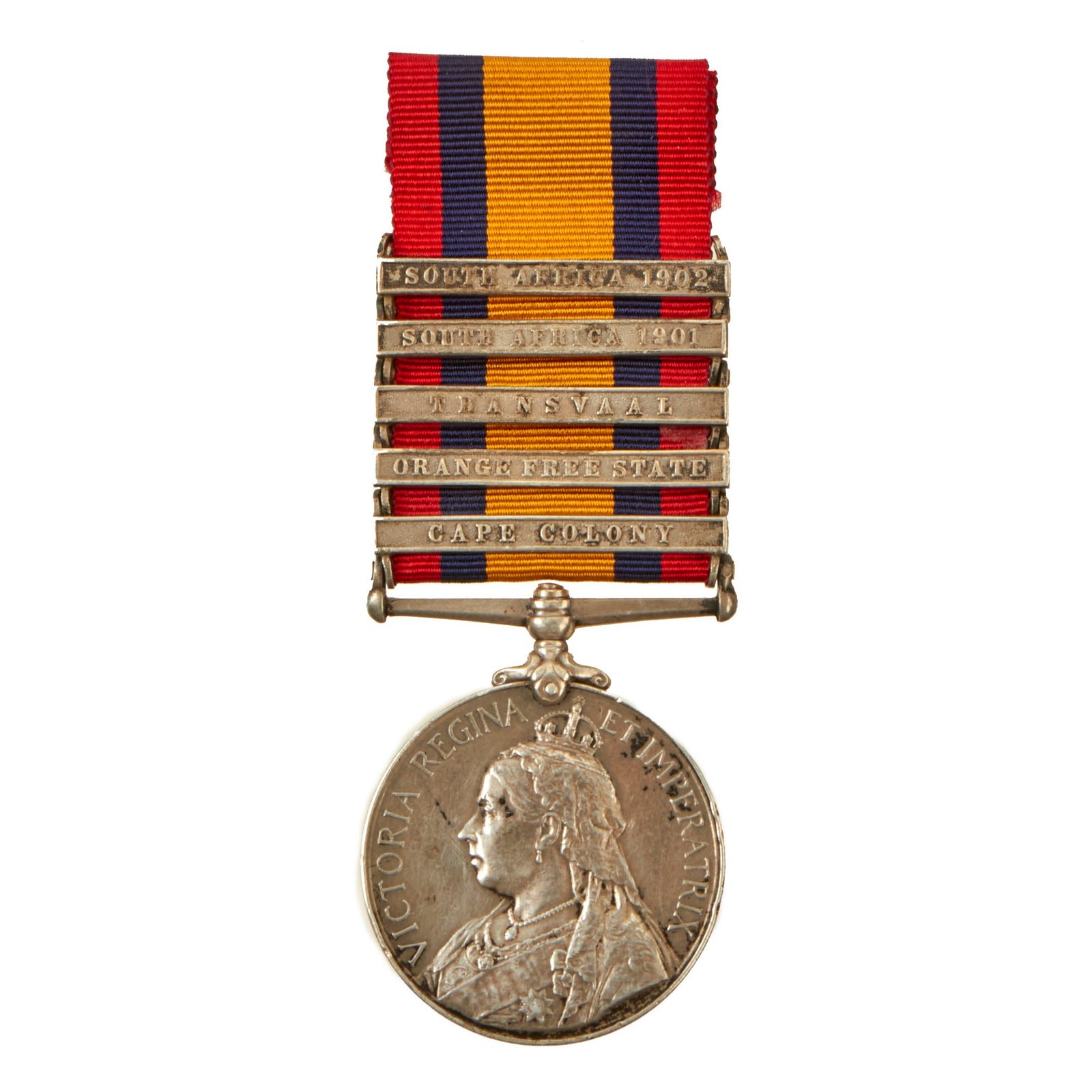 Buy Original British Second Boer War Named Version Three Queen's South Africa Medal With 5 Clasps - J.T. Tipple, Yorkshire Regiment, Deserted | Original Firearms Antique For Sale