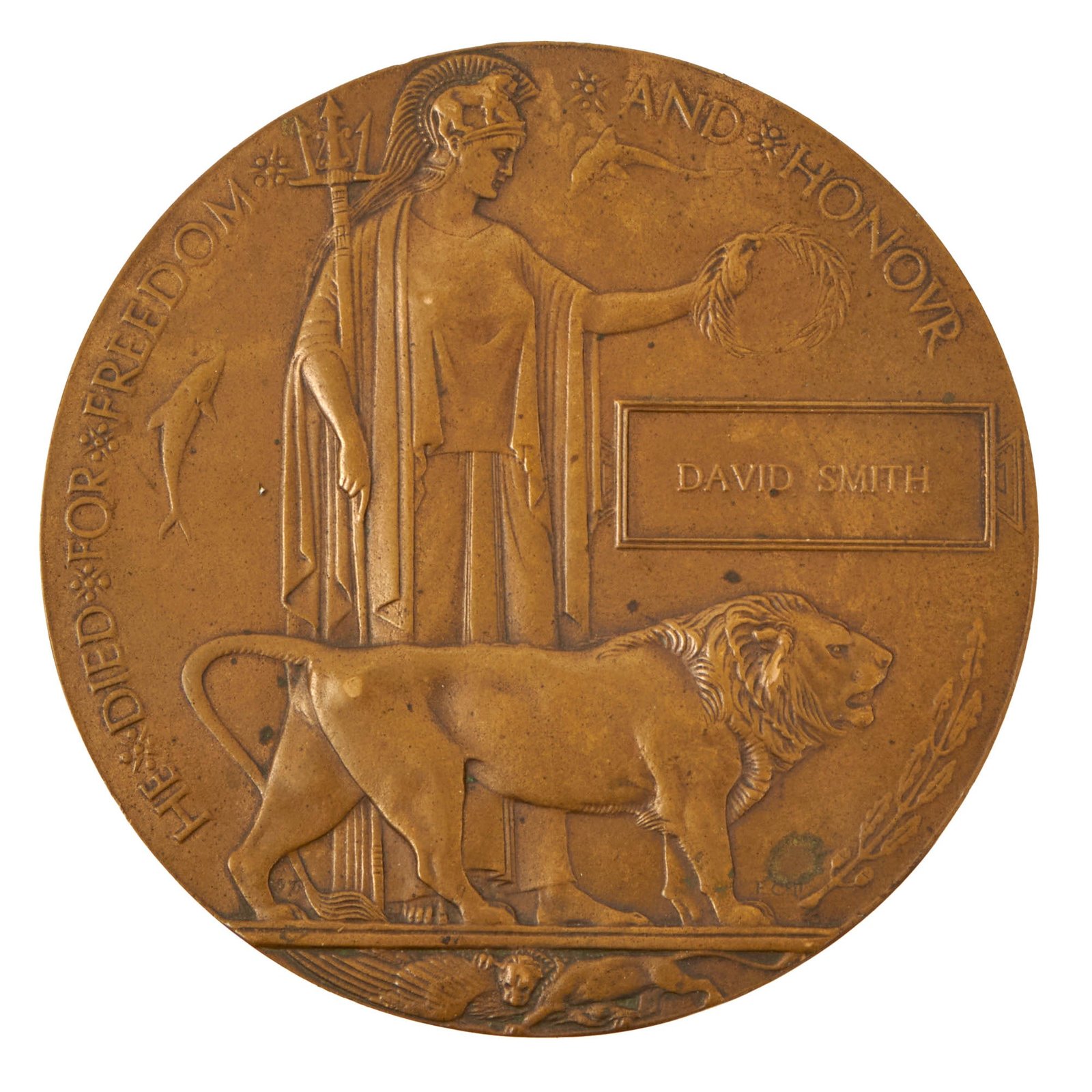 Buy Original British WWI KIA Death Penny Soldier Memorial - David Smith | Original Firearms Antique For Sale