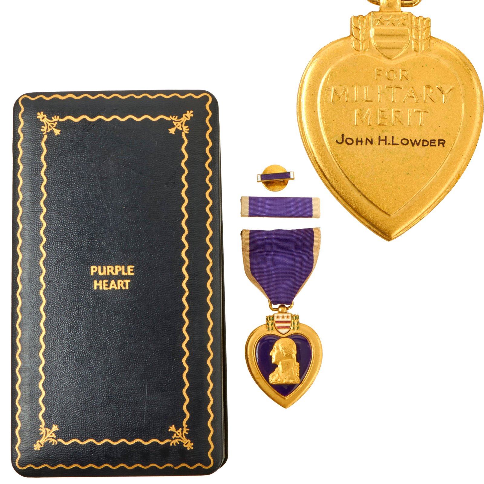 Buy Original U.S. WWI 33rd Division 129th Infantry Regiment Purple Heart Medal in Original Presentation Case to John H. Lowder | Original Firearms Antique For Sale