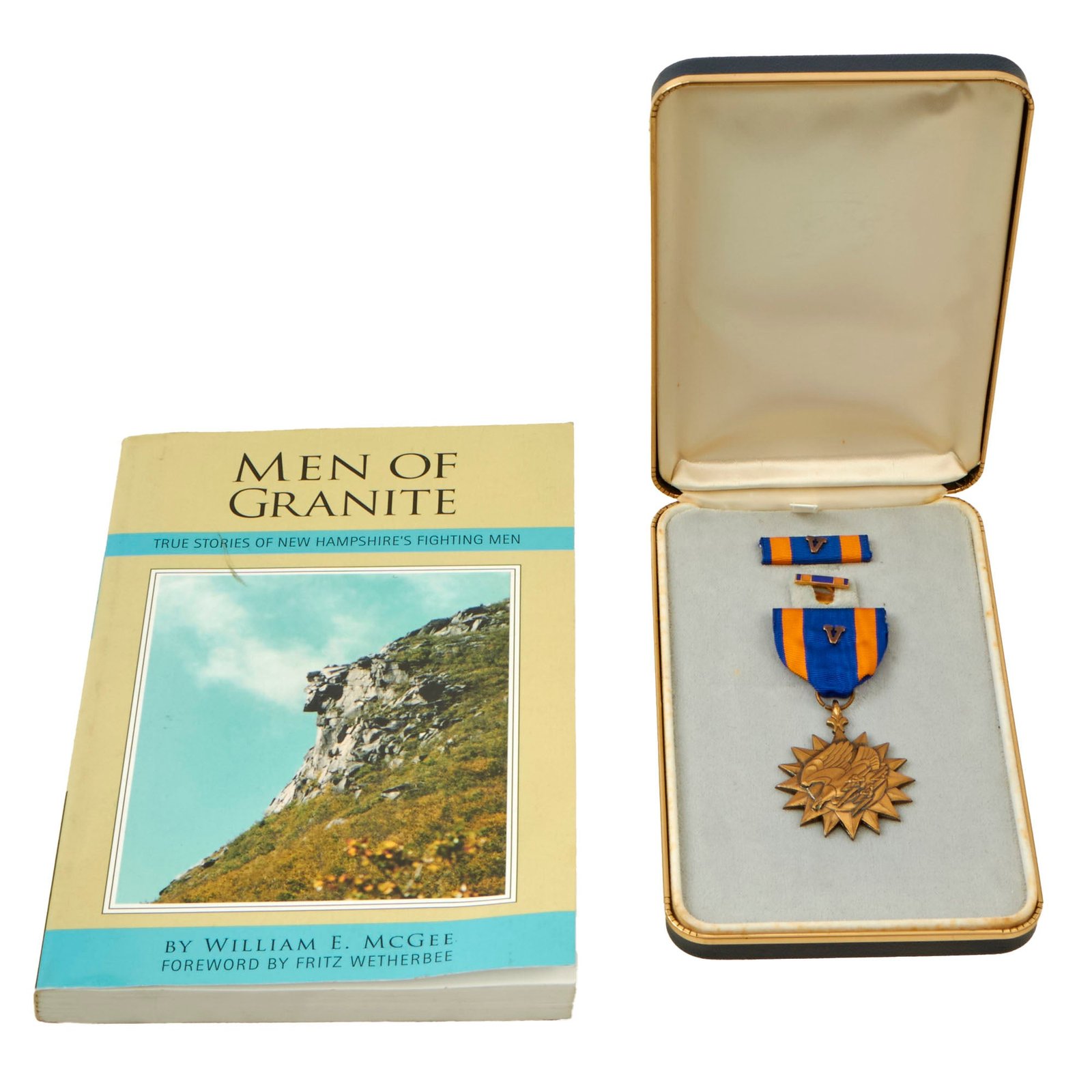 Buy Original U.S. Vietnam War Engraved Air Medal of Captain William E. McGee with “Men of Granite” Book Authored by McGee & Presented to his C.O. | Original Firearms Antique For Sale