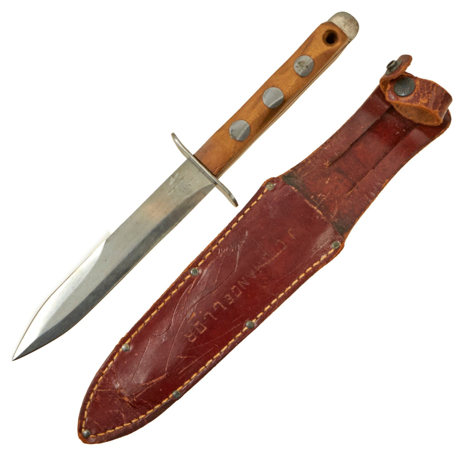 Buy Original U.S. WWII Named EK Model 6 Fighting Knife With Correct Scabbard by John Ek of Hamden Connecticut - Excellent Condition | Original Firearms Antique For Sale