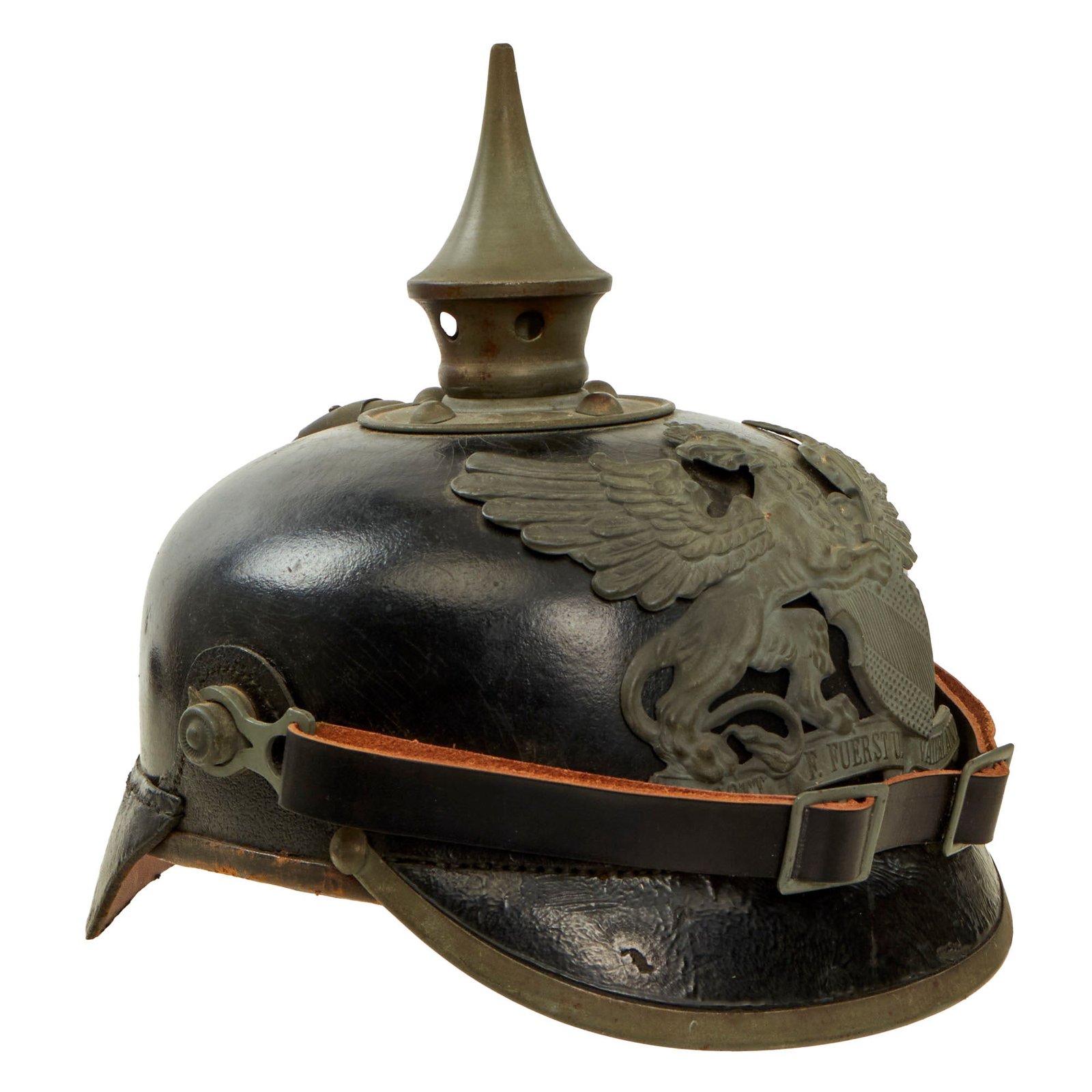 Buy Original Imperial German WWI Grand Duchy of Baden M1915 Infantry EM/NCO Pickelhaube Helmet - Dated 1916 - Size 58 | Original Firearms Antique For Sale