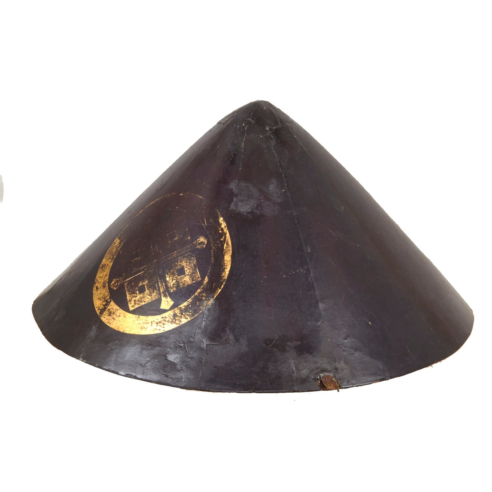 Buy Original Japanese Edo Period 19th Century Samurai Jingasa Helmet with Family Crest | Original Firearms Antique For Sale