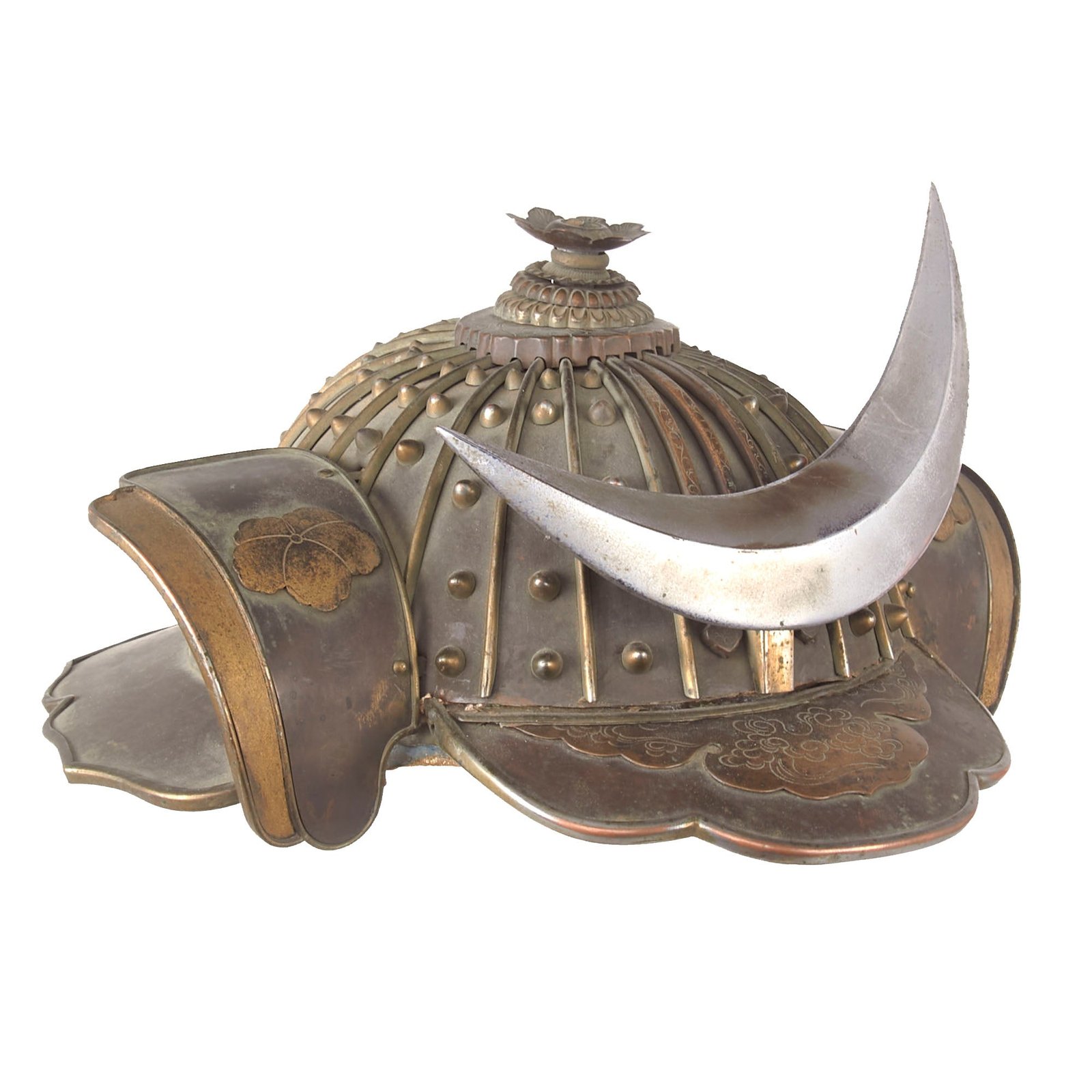 Buy Original Japanese 19th Century Edo Period Iron Samurai Kabuto Helmet with Maedate | Original Firearms Antique For Sale