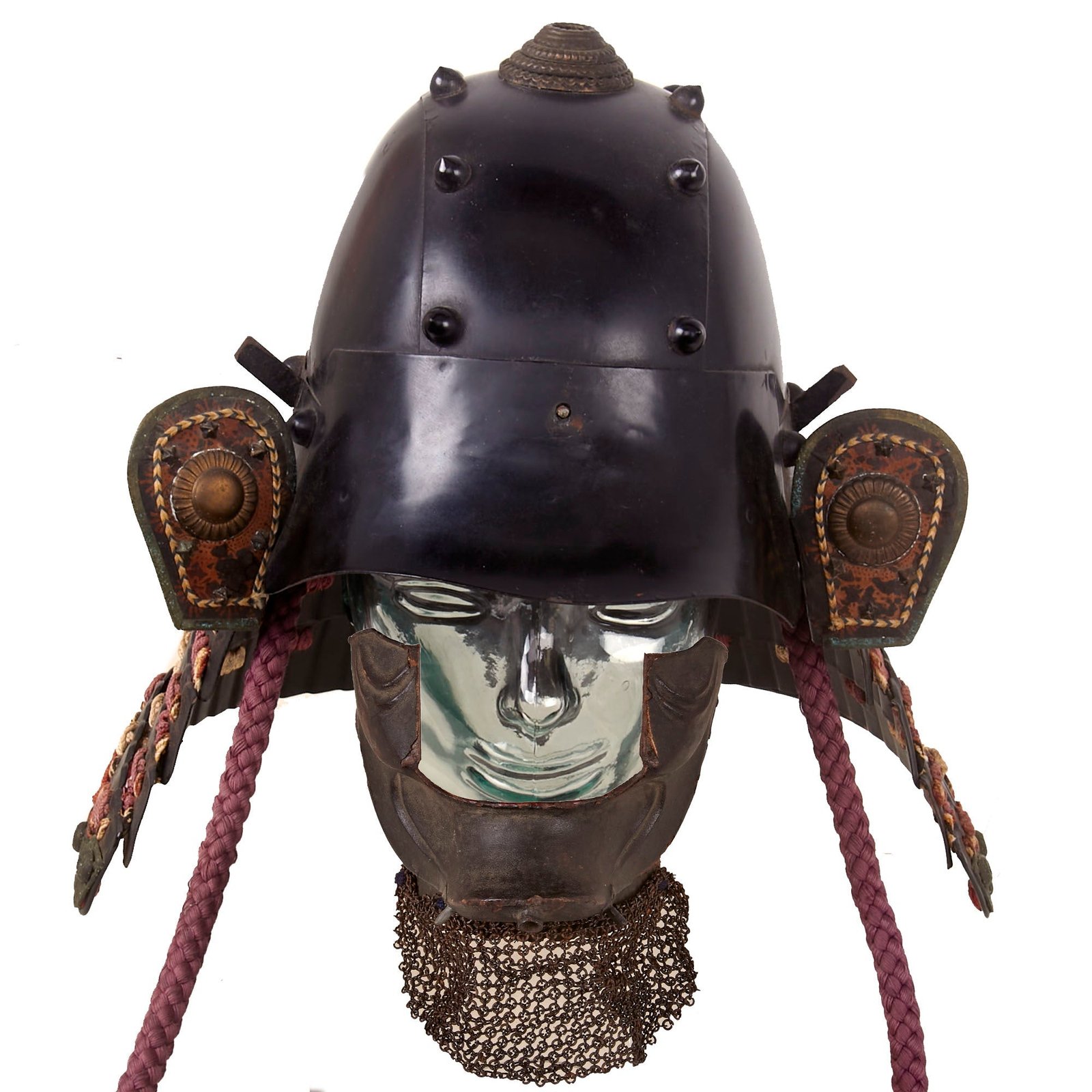 Buy Original Japanese Edo Period Zunari Kabuto Samurai Helmet with Ropes & Extremely Scarce Chinguard | Original Firearms Antique For Sale