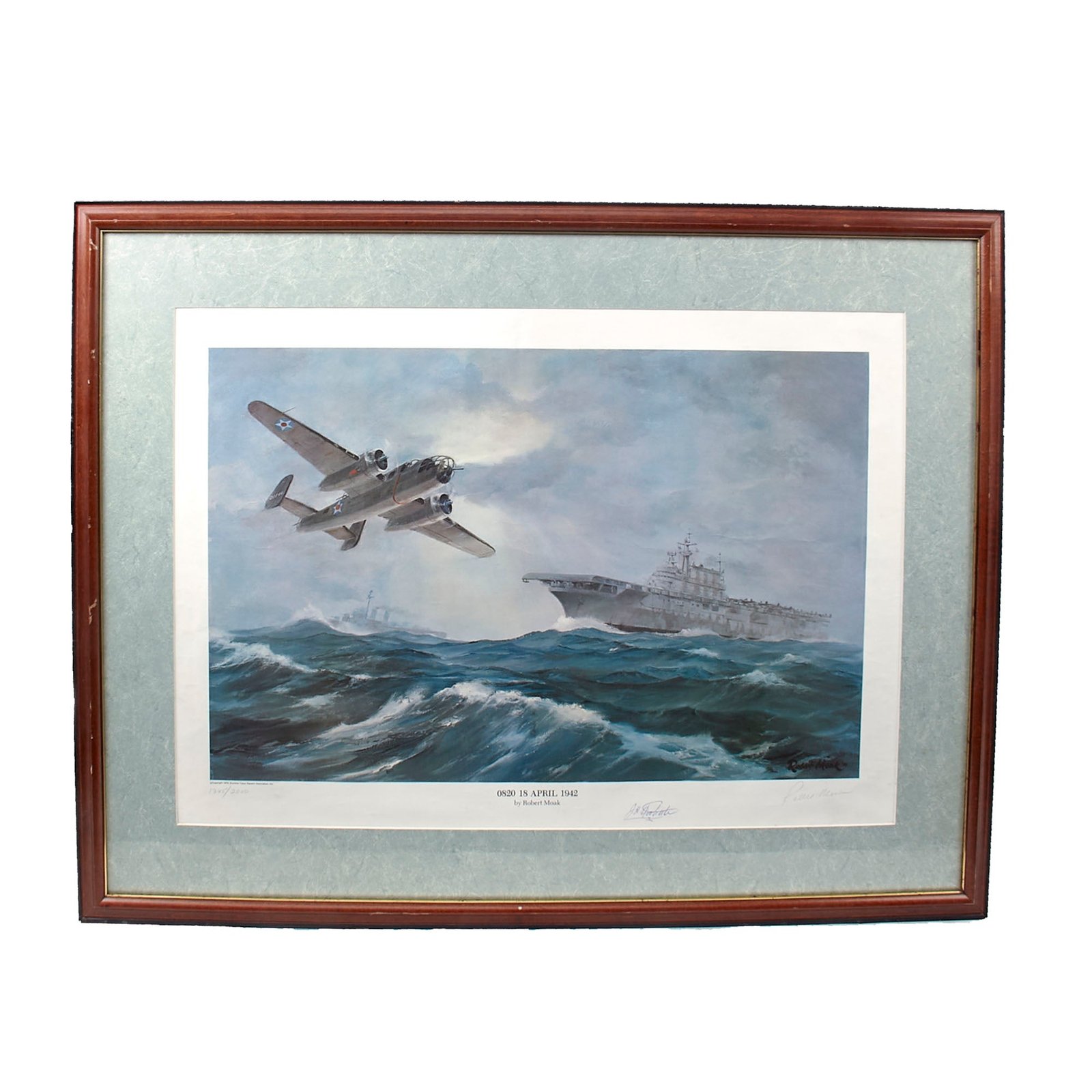 Buy Original Artwork Print: “0820 18 APRIL 1942” by Robert Moak; Signed by Artist & General James Doolittle - 26½ x 34¼” - 1345/2000 | Original Firearms Antique For Sale