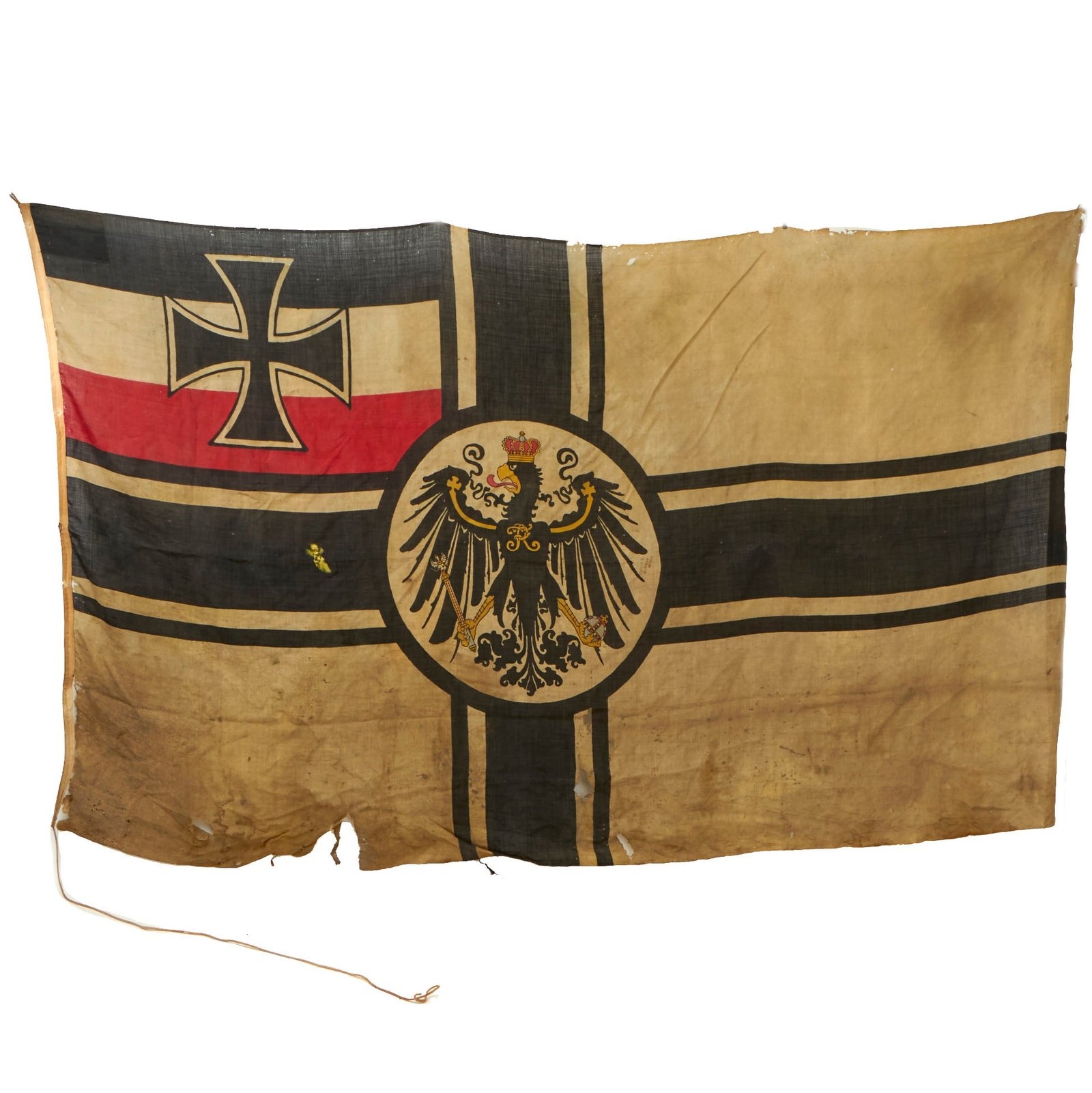 Buy Original WWI & WWII Imperial German Navy Large Reichskriegsflagge War Ensign Battle Flag Captured & Signed by U.S. Soldiers of the 101st Infantry, 26th Infantry Division in 1945 - 58 x 97” | Original Firearms Antique For Sale