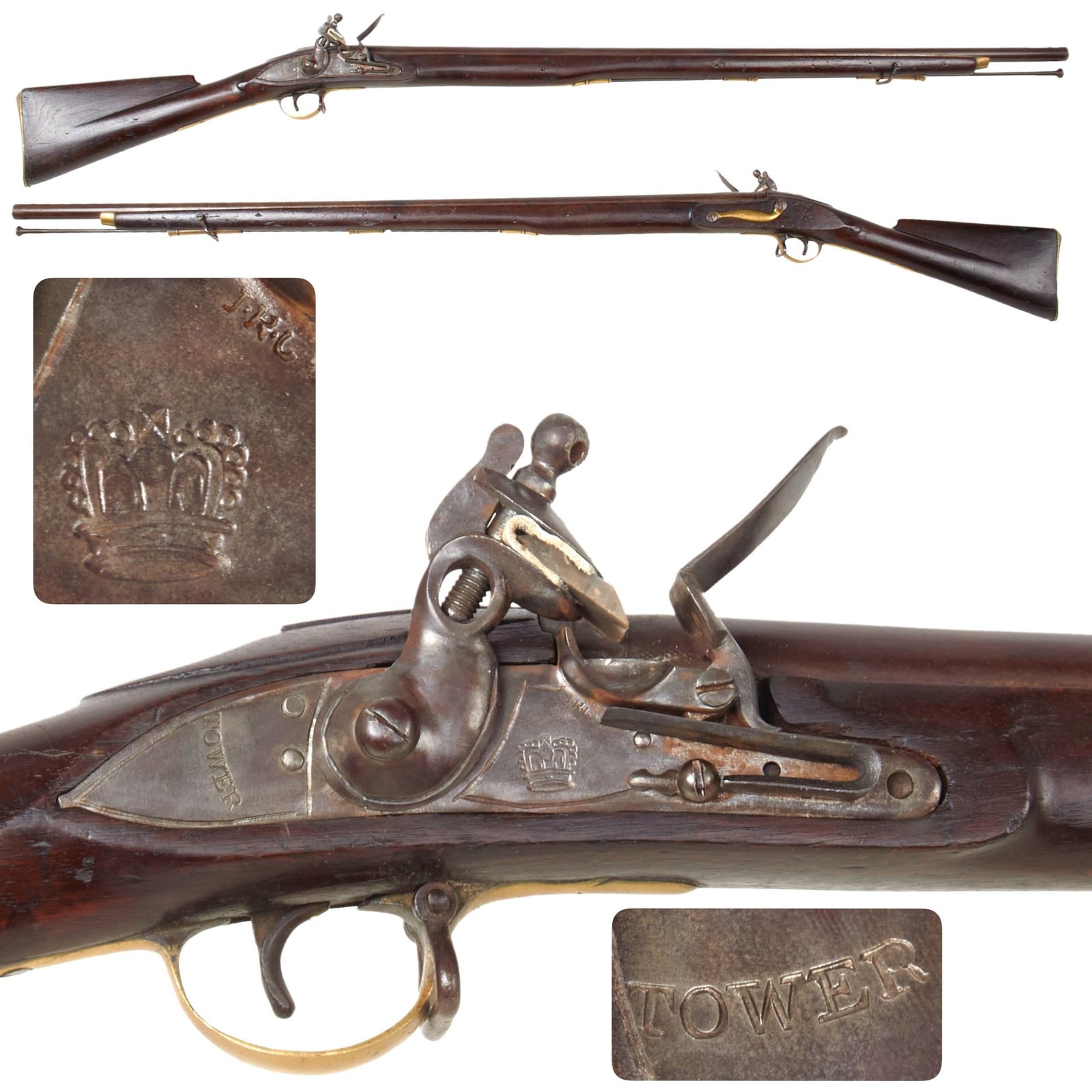 Original British Napoleonic Era P-1796 Third Model Tower Brown Bess Flintlock Musket with Original Plum Finish on Barrel