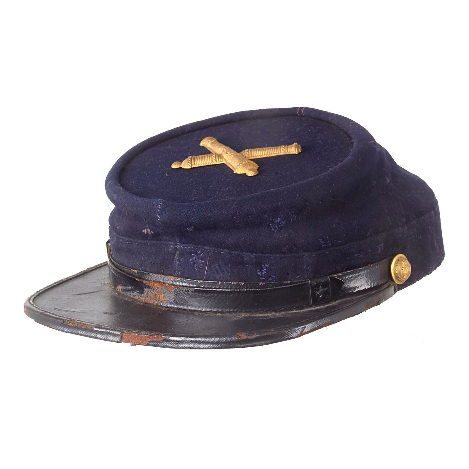 Buy Original U.S. Civil War or Early Indian Wars New York Artillery Officer’s Kepi with Civil War Style False Embroidered Artillery Badge - Handsewn Construction & Polished Cotton Lining | Original Firearms Antique For Sale