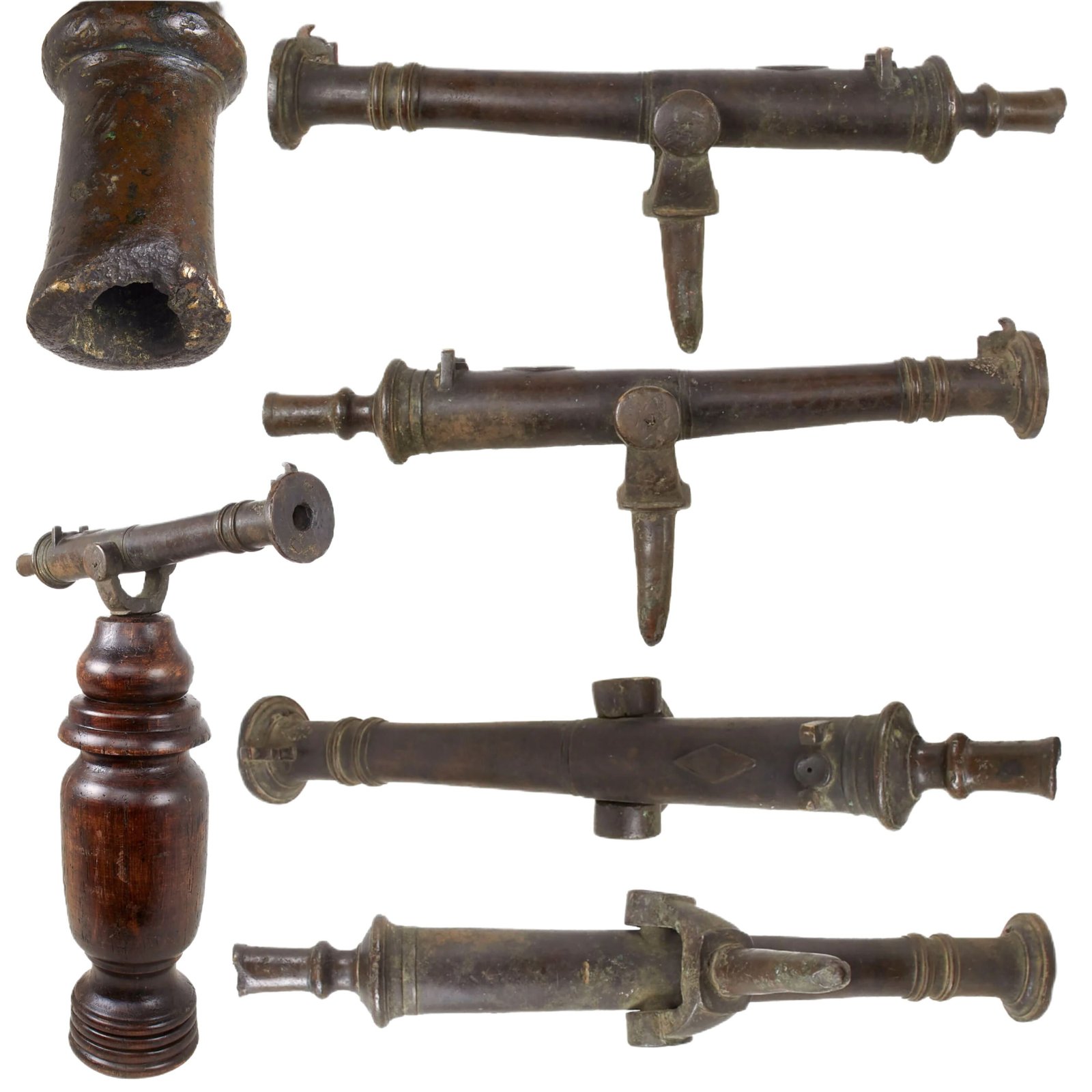 Buy Original 19th Century Indonesian Bronze Lantaka Swivel Cannon Barrel with Base - 27 Inches Long | Original Firearms Antique For Sale