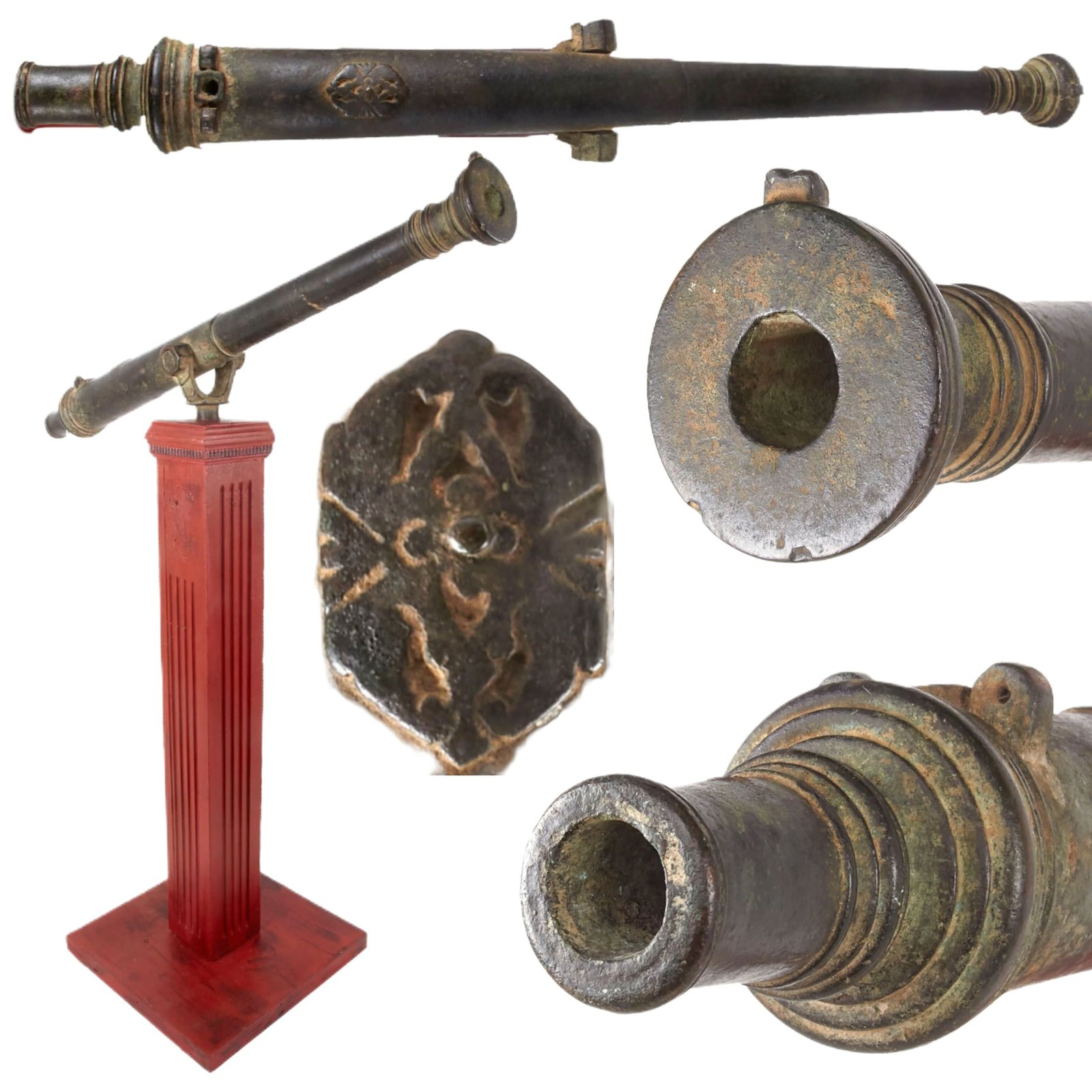 Buy Original 19th Century Indonesian Bronze Lantaka Swivel Cannon with Base - 37.5 Inches Long | Original Firearms Antique For Sale