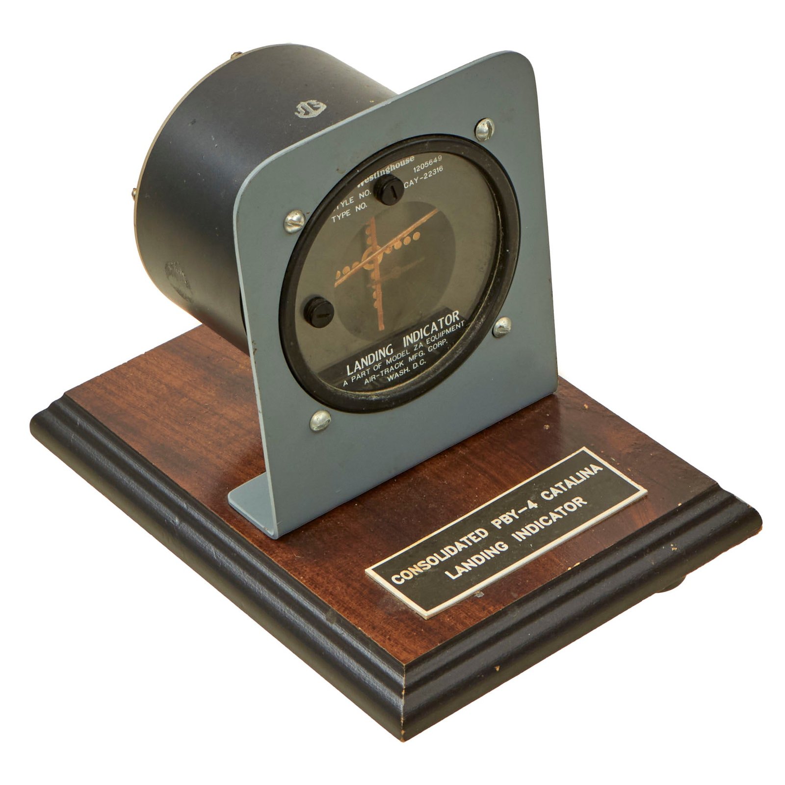Buy Original U.S. WWII Consolidated PBY-4 Catalina Landing Indicator Gauge by Westinghouse on Display Mount | Original Firearms Antique For Sale