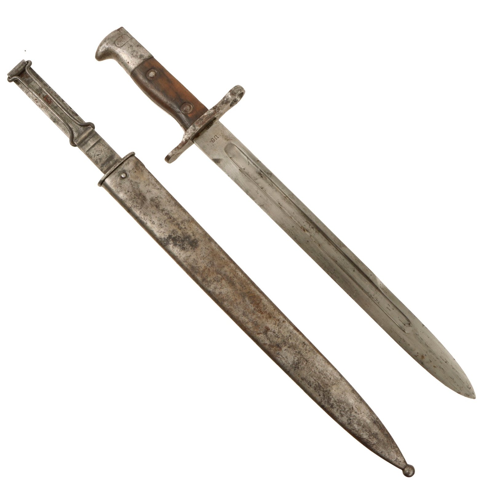 Original U.S. Philippine - American War Model 1892 Krag Rifle Bayonet and 2nd Pattern Scabbard - Dated 1901