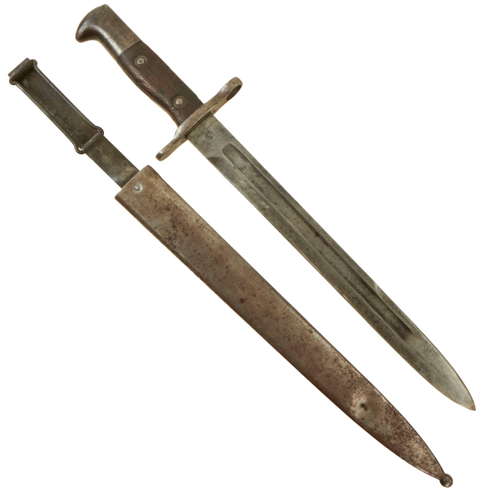Buy Original U.S. Philippine - American War Model 1892 Krag Rifle Bayonet and 2nd Pattern Scabbard - Dated 1902 | Original Firearms Antique For Sale