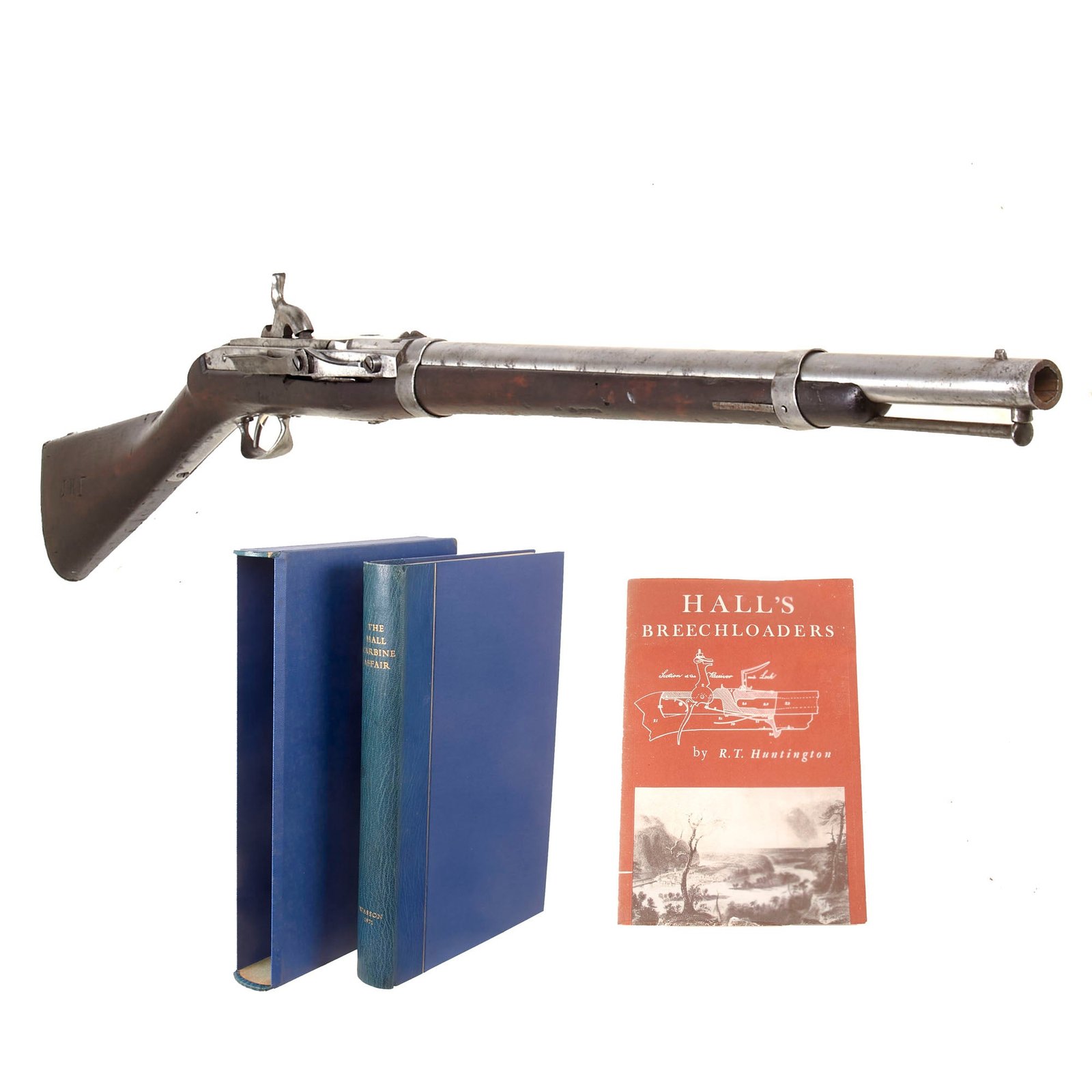 Buy Original U.S. Civil War Hall-North Model 1843 Breech Loading Percussion Carbine Dated 1849 - One of 5,000 Involved in the "Hall Carbine Affair" with Reference Books | Original Firearms Antique For Sale