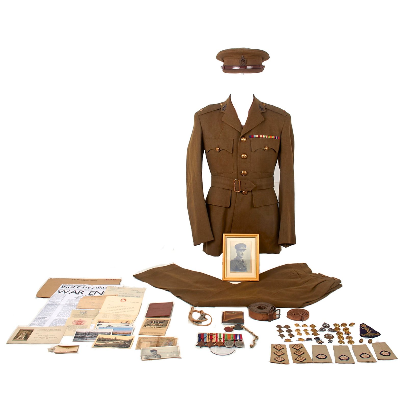 Buy Original British WWII Uniform, Medal & Ephemera Grouping of Major James Francis Gates, Royal Corps of Signals with Trench Whistle & Letter of Commendation | Original Firearms Antique For Sale