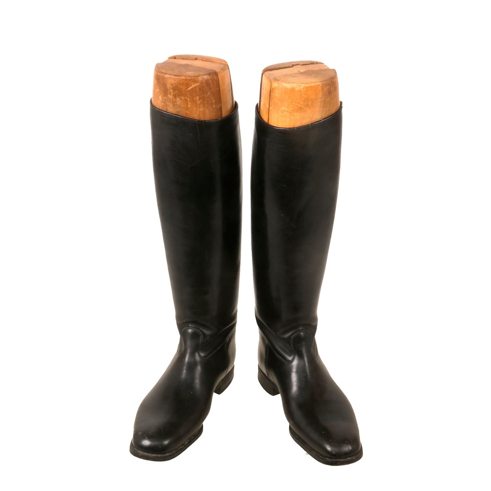 Buy Original German WWII Officer's Tall Black Leather Jackboot Riding Boots with "Jigsaw" Boot Trees | Original Firearms Antique For Sale
