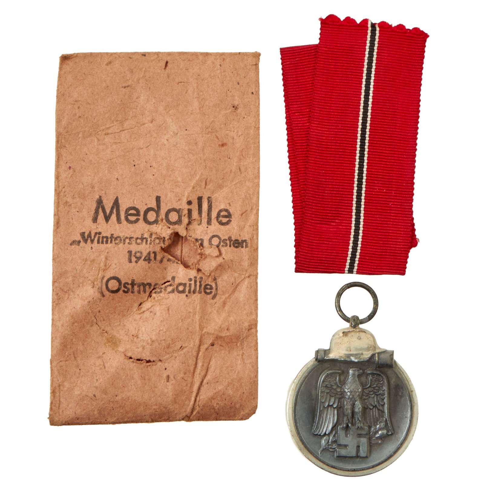 Buy Original German WWII Eastern Front Medal by Katz & Deyhle of Pforzheim with Original Packet - Ostmedaille | Original Firearms Antique For Sale