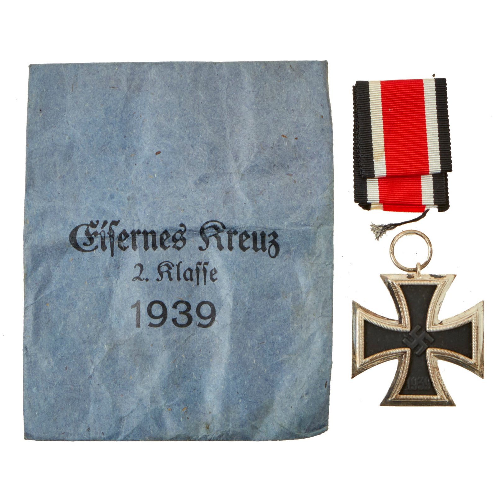 Buy Original German WWII Wehrmacht Iron Cross 2nd Class 1939 with Ribbon in Paper Packet by Walter & Henlein - EKII | Original Firearms Antique For Sale