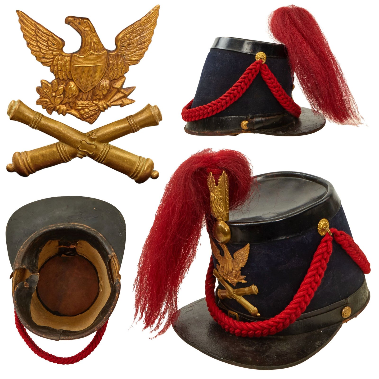 Buy Original U.S. Civil War 1864 Pattern Light Artillery Shako with Plume & Cords - Excellent | Original Firearms Antique For Sale