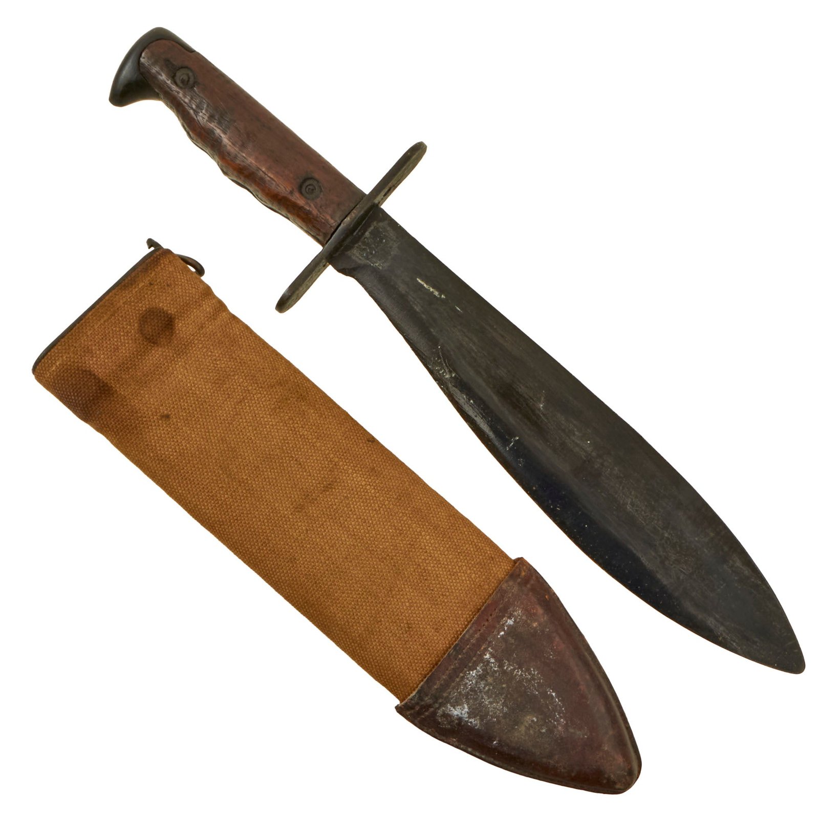 Buy Original U.S. WWI Model 1917 Bolo Knife by Plumb St. Louis with Canvas Scabbard - Dated 1918 | Original Firearms Antique For Sale