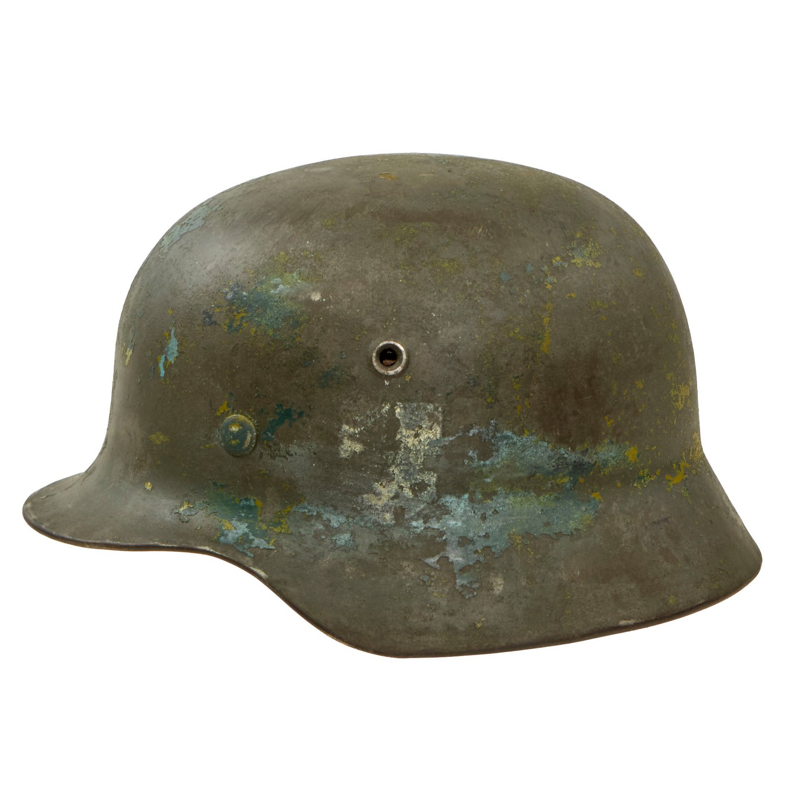Buy Original German WWII Heer Army Single Decal M40 Helmet with Worn Camouflage and 1940 Dated 56cm Liner - ET64 | Original Firearms Antique For Sale
