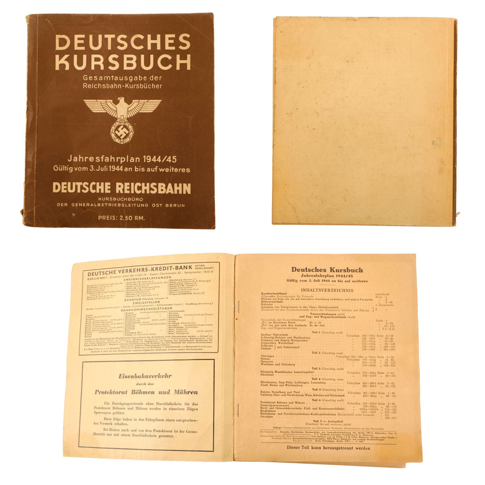 Buy Original German WWII Deutsches Reichsbahn National Railway Timetable and Guide Book - 1944-1945 Edition | Original Firearms Antique For Sale