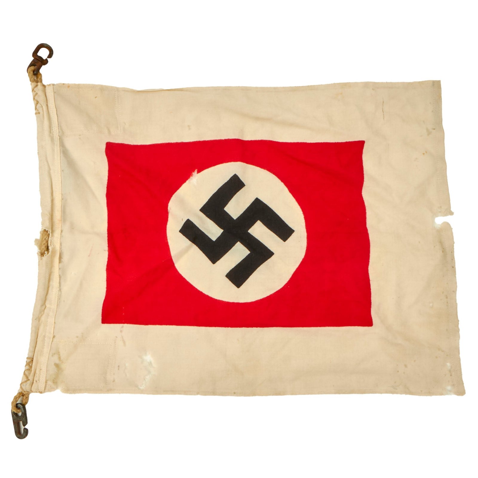 Buy Original German WWII Service Worn Small 0.5m x 0.6m Kriegsmarine Navy Harbor Pilot Boat Flag | Original Firearms Antique For Sale