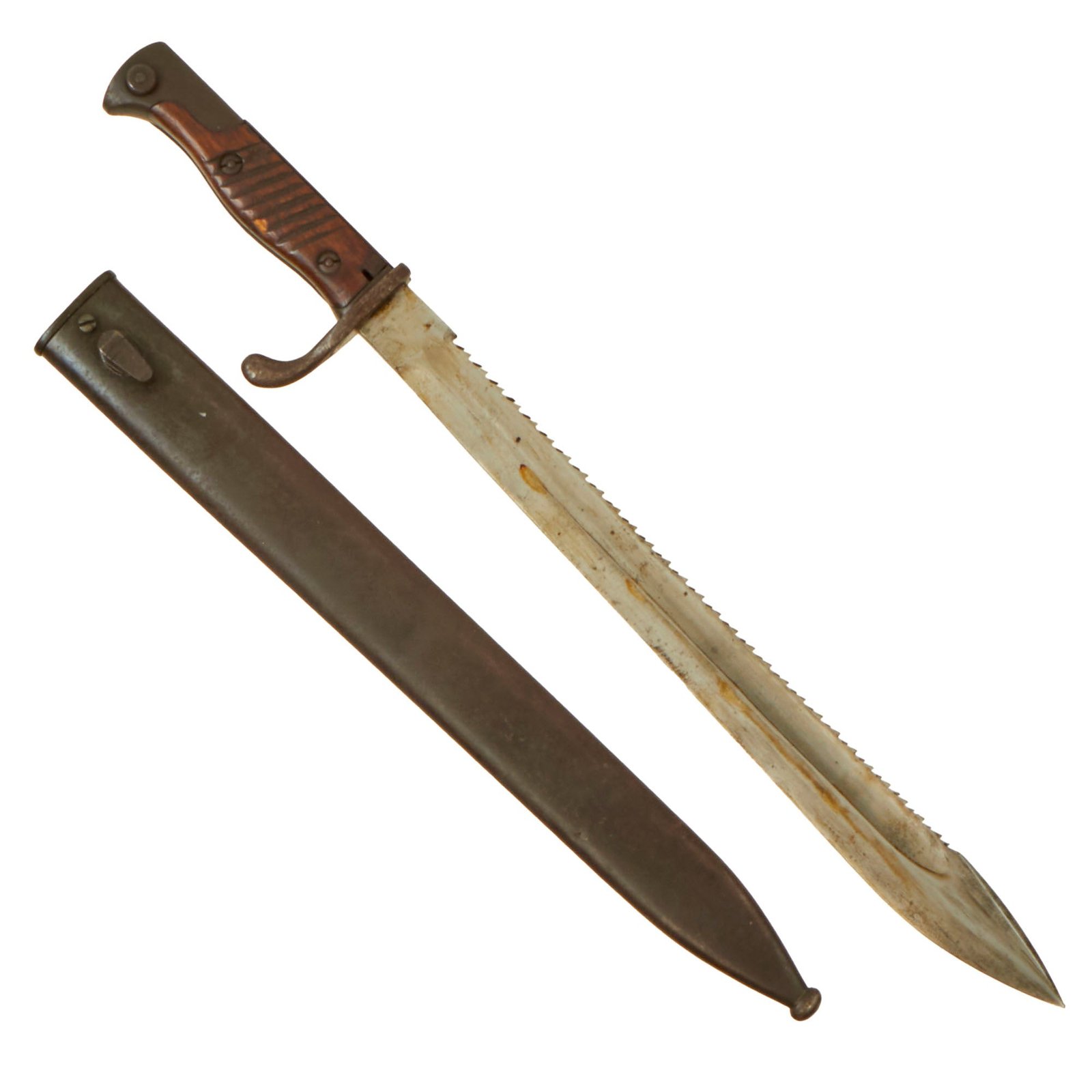 Buy Original German WWI M1898/05 n/A Butcher Sawback Bayonet by Rare Maker J.H. Becker with Steel Scabbard | Original Firearms Antique For Sale
